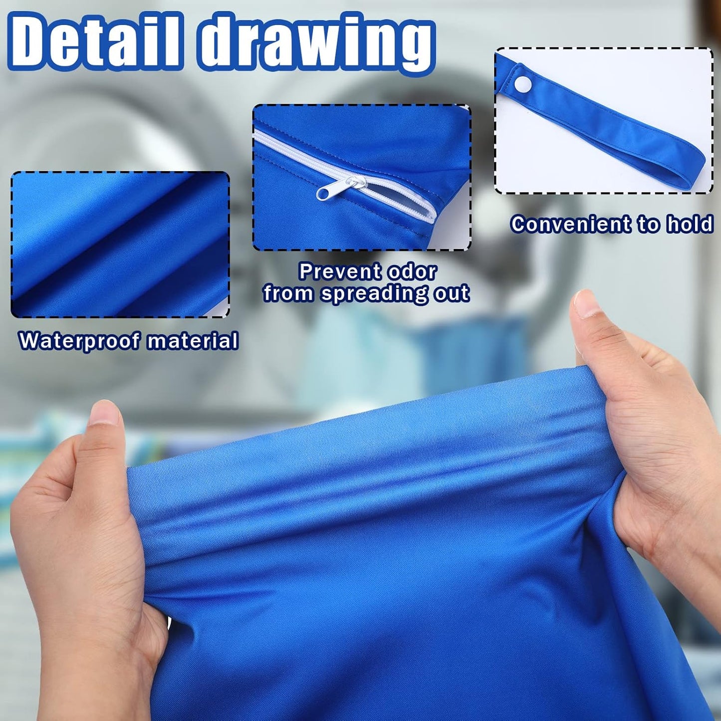 Shappy 2 Pcs Large Travel Laundry Bag Washable Waterproof Wet Dry Large Dirty Clothes Bag Bathing Workout(Solid Black Navy)