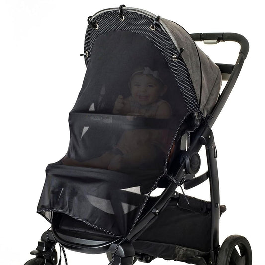 Stroller Sun Shade - Universal UV Protection Cover for Strollers Sunshade with See Through, Clip-On Sun Blocker, Sun Shield for Baby, Breathable Adjustable Fit, Full Coverage, X-Large