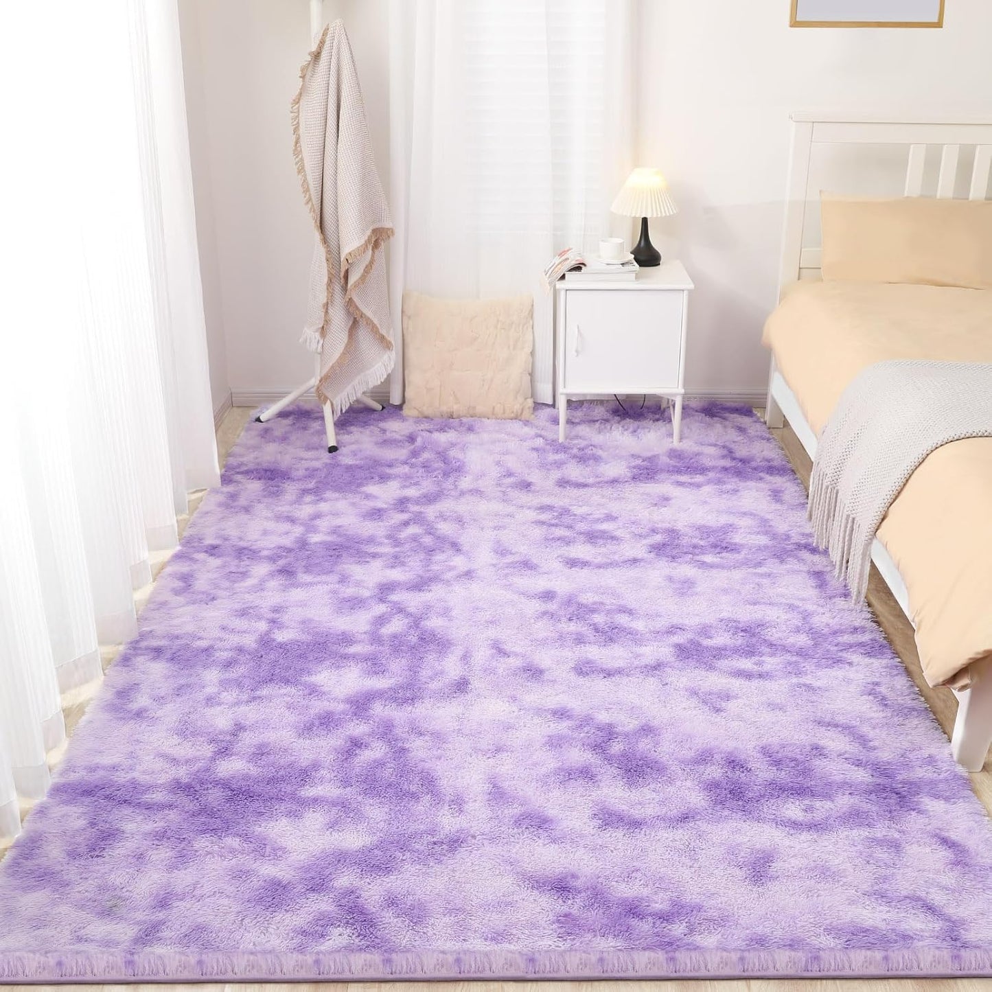 Luxury Area Rug, 6x9 Rugs for Living Room, Ultra Soft Rugs for Bedroom, Non-Slip Indoor Carpet for Nursery, Kids Room, Playroom, Home Decor, Tie-Dyed Purple