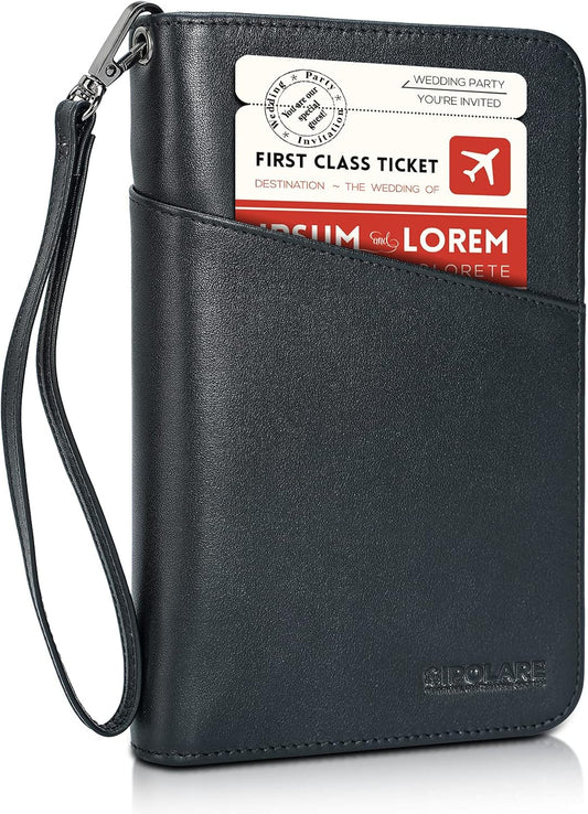 Polare Full Grain Leather Passport Holder Cover Case for Men and Women RFID Blocking Family Travel Wallet Holds 6 Passports