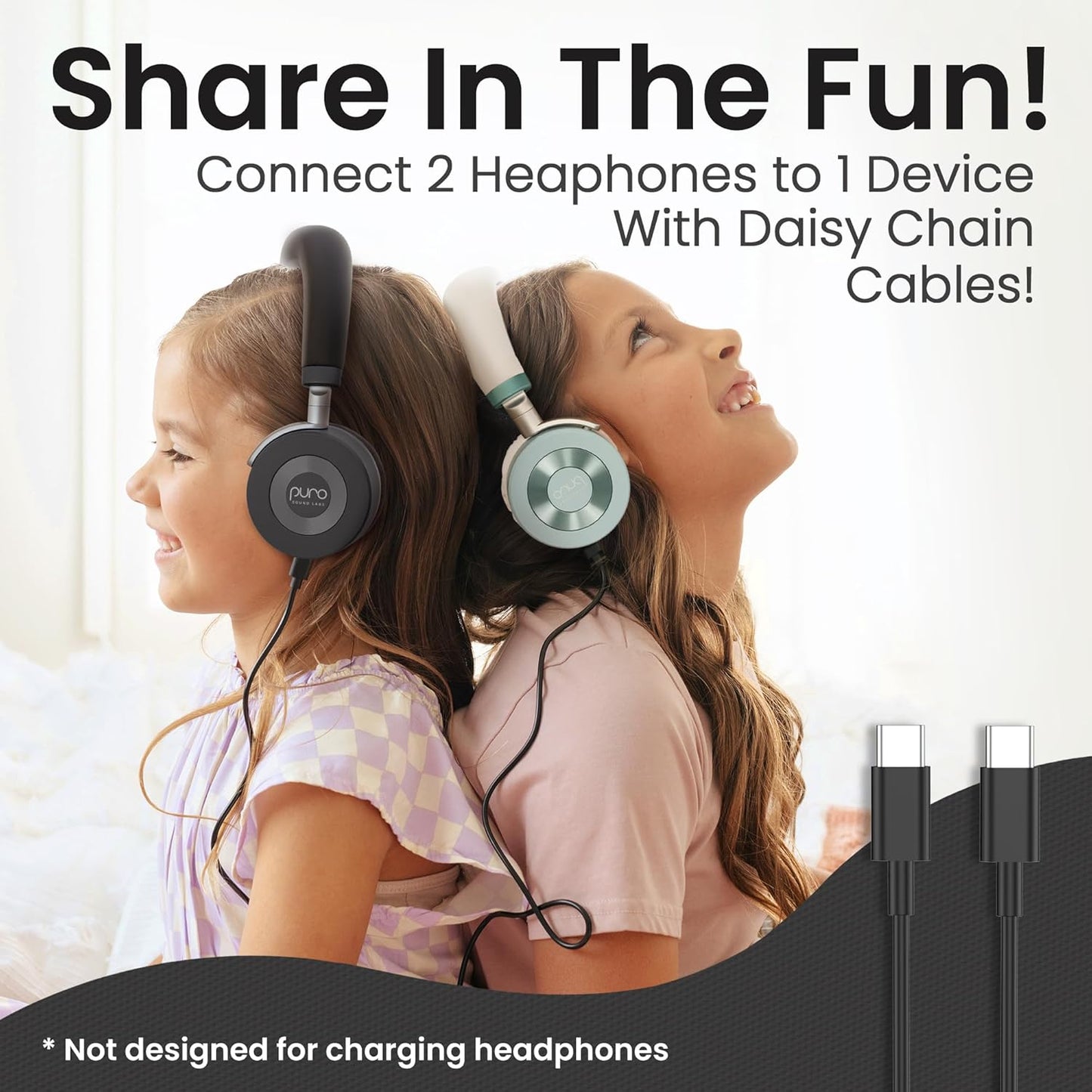 Puro Sound Labs JuniorJam Plus Volume-Limiting Wireless Bluetooth Headphones for Kids, Secure Audio with Adjustable On-Ear Design, 22-Hour Battery, Ideal for Tablets, Smartphones & PCs - Black