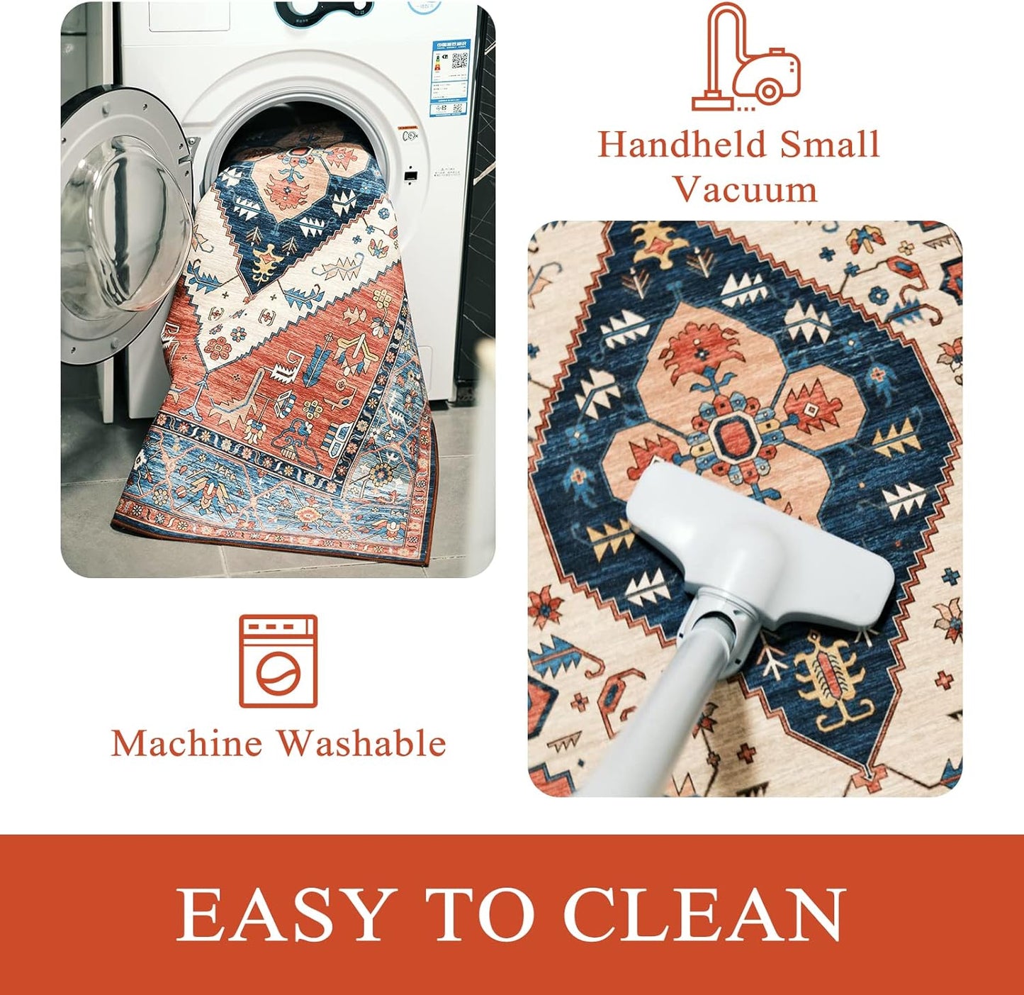 Lahome Ultra-Thin Round Rugs - 6ft Washable Round Area Rugs for Living Room Non-Slip Throw Circle Rugs for Bedroom Dining Room Rug, Non-Shedding Office Rug Oriental Round Carpet for Bedroom Kitchen