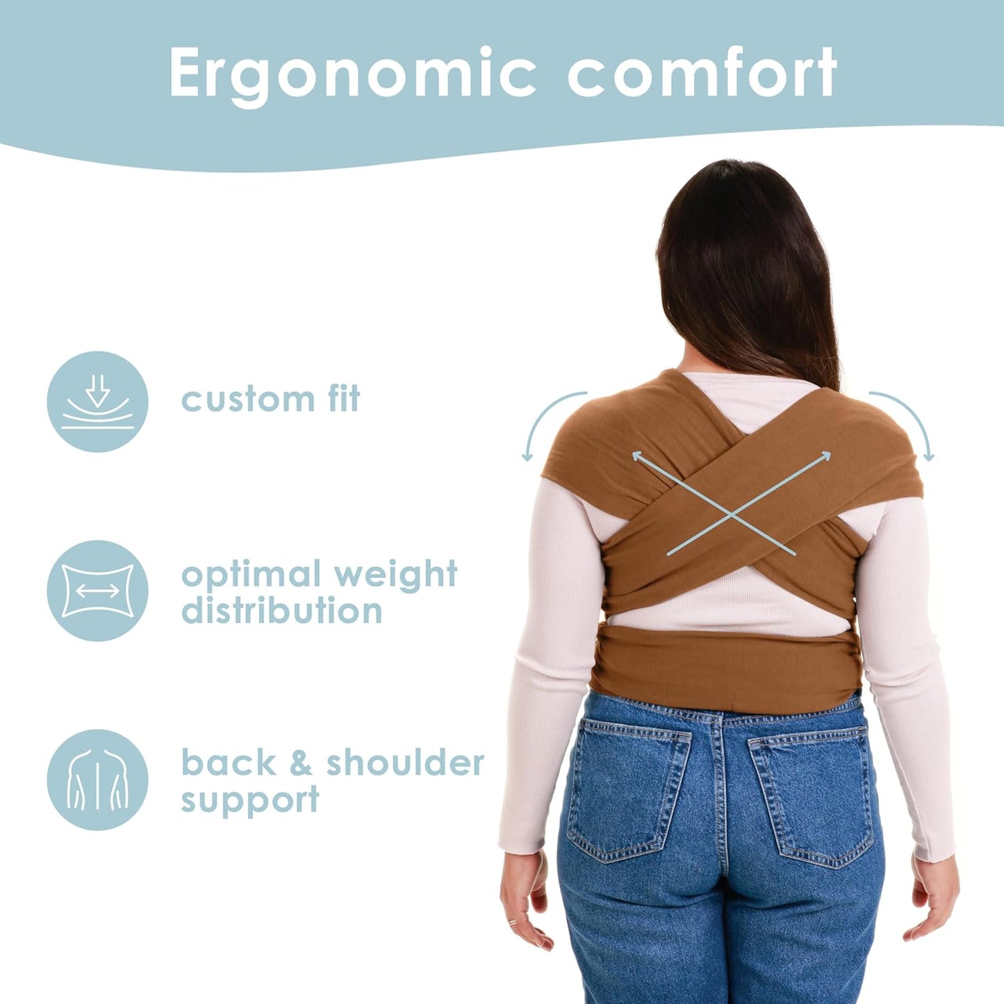 Sleepy Wrap Stretchy Ergonomic Baby Carrier Sling for Newborns to Toddlers - Hands-Free Lightweight Baby Wrap 7-35 lbs (Cinnamon)