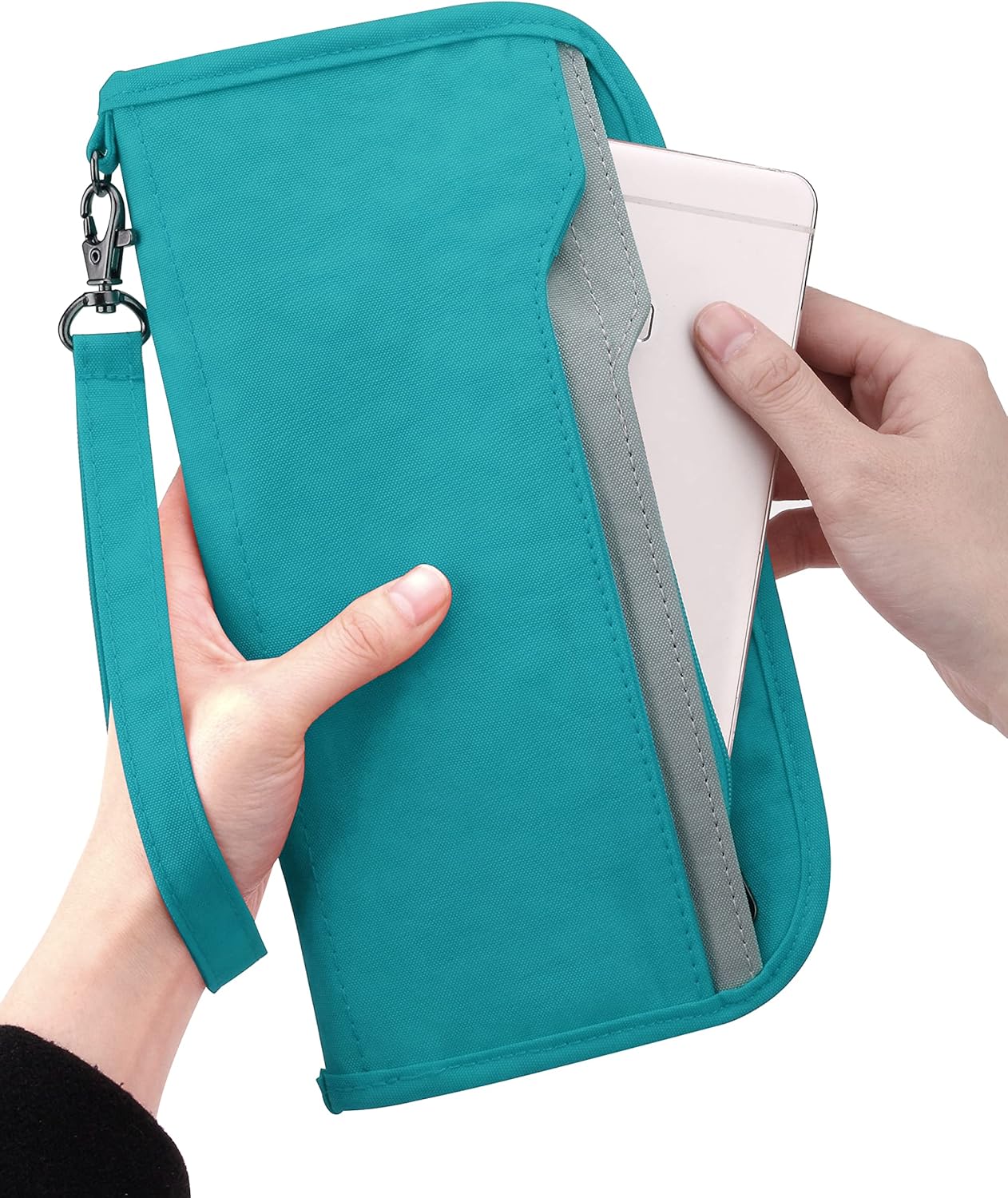 ZOPPEN Passport Holder Family RFID Passport Wallet, Passport Holder Women/Men, Travel Wallet Documents Organizer Zipper Case with Removable Wristlet Strap, Travel Essentials for Flying