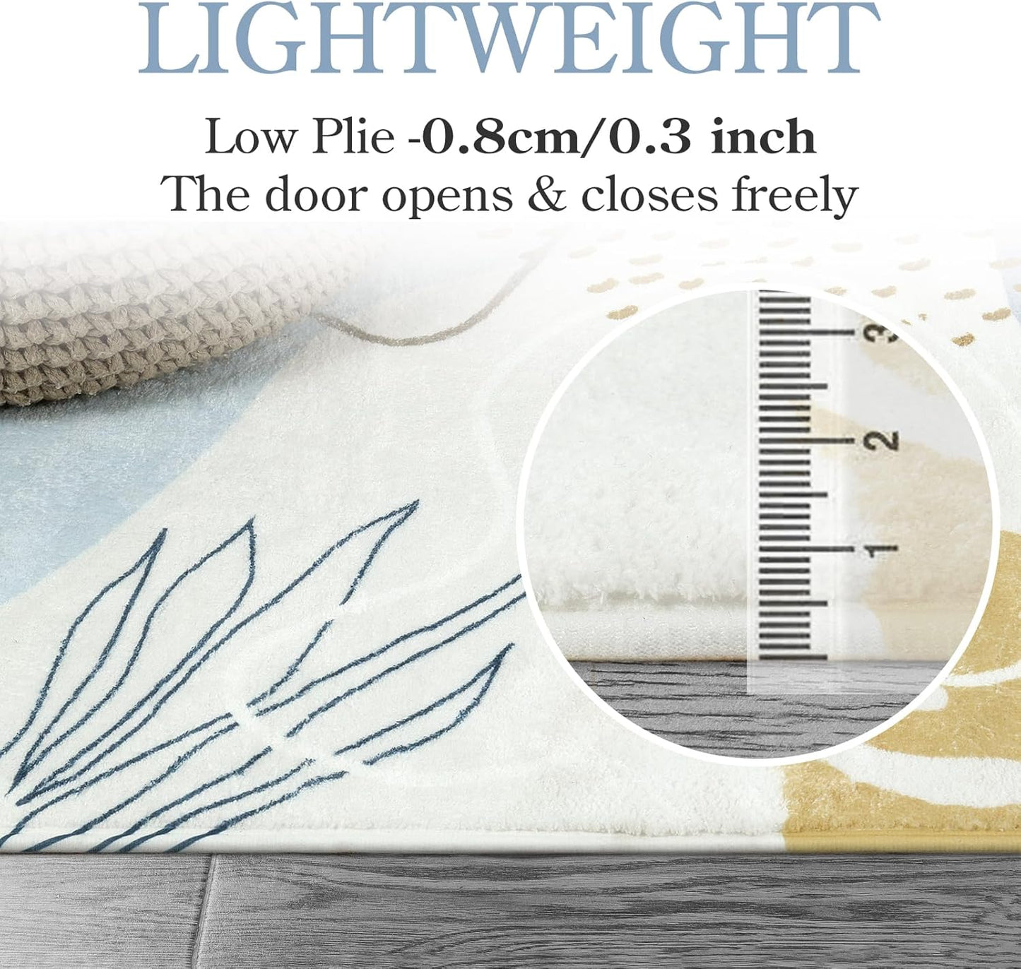 Lahome Boho Blue Area Rug for Living Room - 5x7 Rug Machine Washable Non-Slip Soft Bedroom Rugs Ultra-Thin Large Rug for Dining Room, Botanical Print Indoor Modern Rug for Classroom Nursery Office