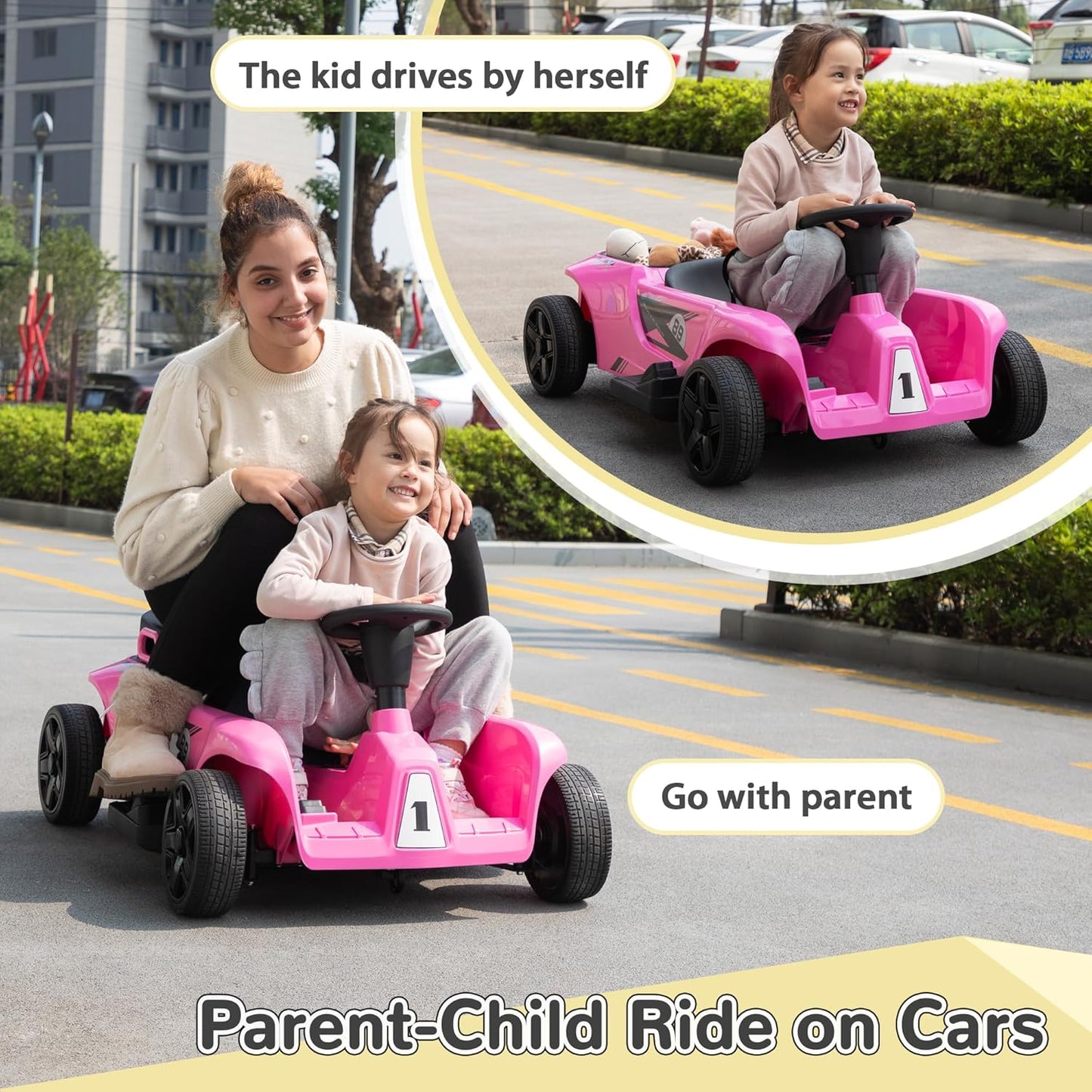 TOBBI 24V 2 Seater Kids Go Kart Ride On Toy Car, Battery Powered Electric Vehicles with Parent Remote/Trunk/Soft Start/Safety Belt/Music/Max Load 198 LBS for Toddlers 3-8 Years