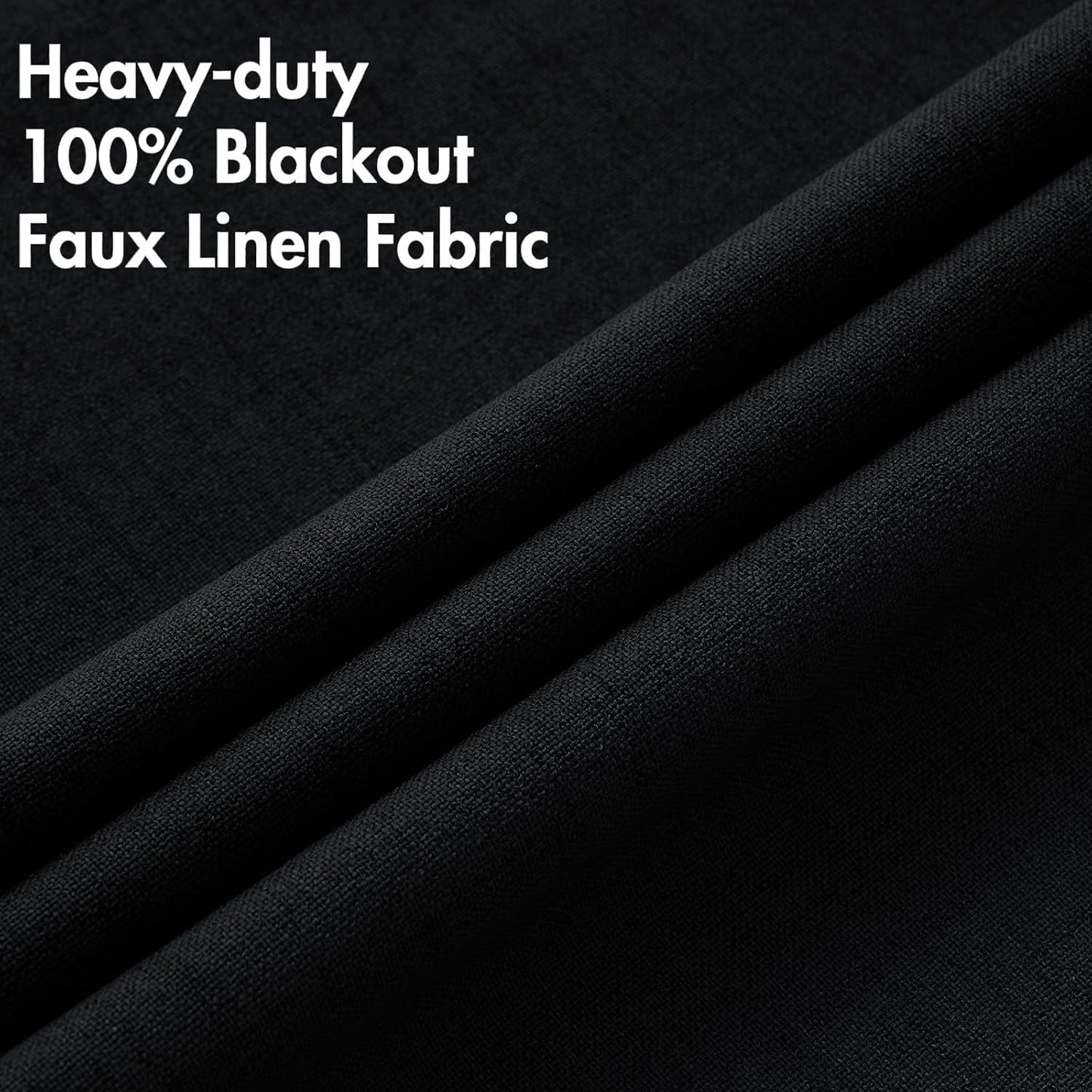 MIULEE Linen Texture 90 Inches Curtains for Bedroom 100% Blackout Thermal Insulated Halloween Black Curtains Grommet Room Darkening Drapes for Living Room Nursery 52x90 Inch (2 Panels)