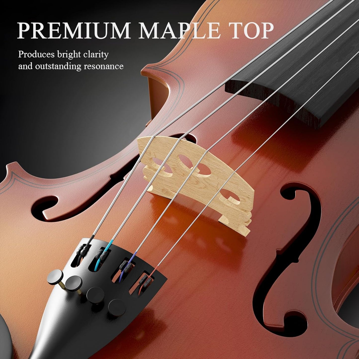 3/4 Violin Kit, Beginner Violin for Kids, Students, Complete Kids Violins Set with Case, Bow, Rosin, Ideal for Kids Violinss Beginner Ages 9-12, Brown