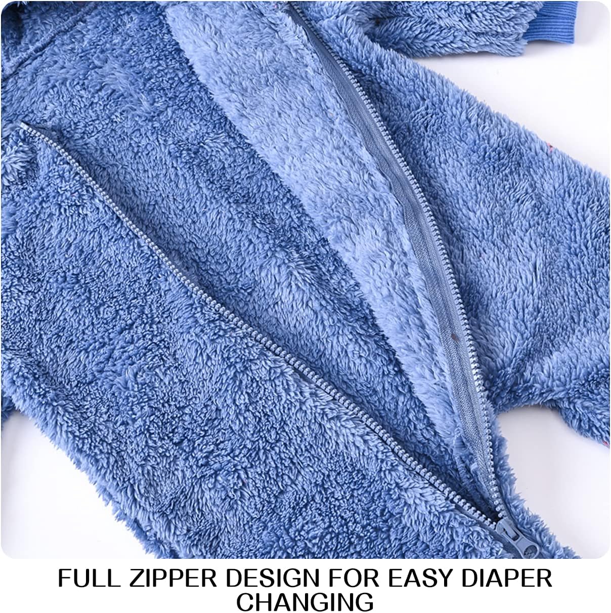 Baby Fleece Jumpsuits Infant Bear Ear Snowsuit Newborn Hooded Romper Warm Coat