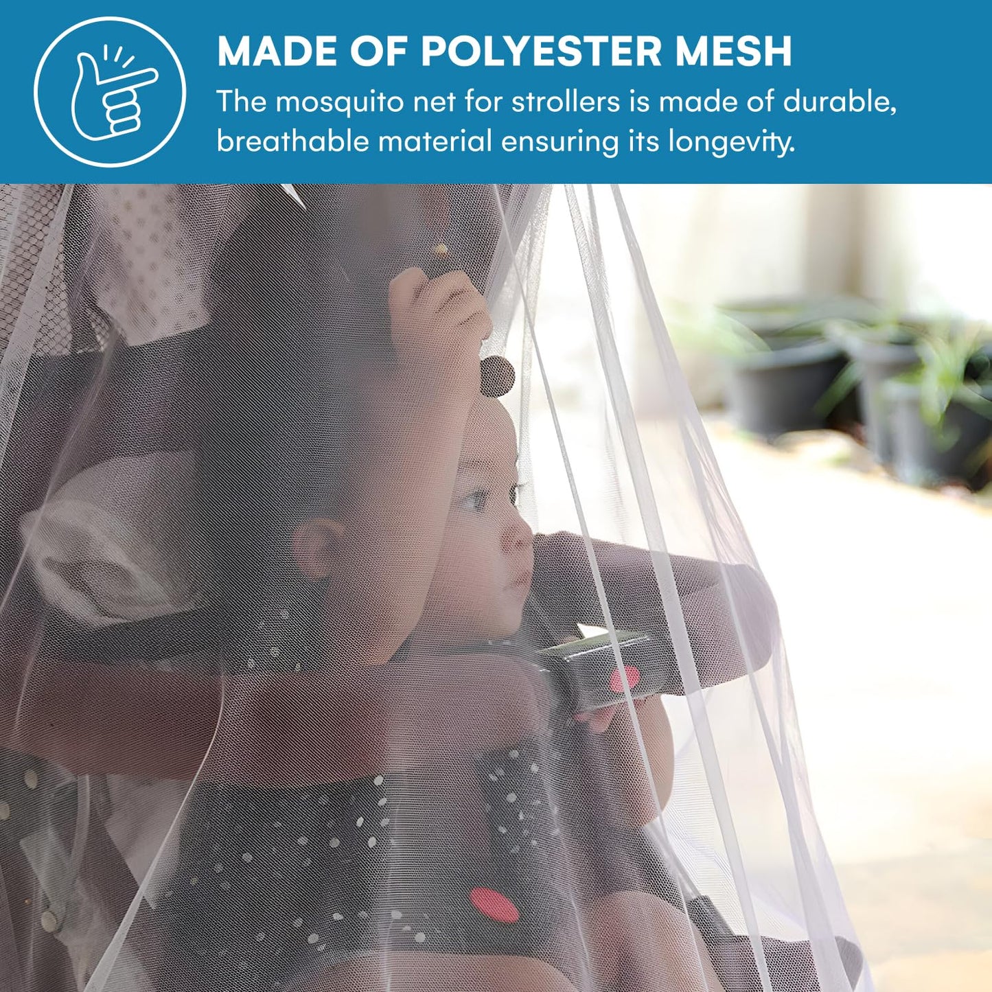 Enovoe Mosquito Net for Stroller, Bassinet, Cradle - Blue Baby Mosquito Net Cover for Playards, Pack N Plays, Mini Crib