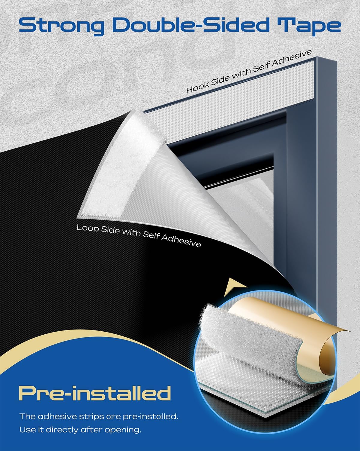 23" W x 36" L 100% Portable Blackout Curtains, Total Darkness No-Drill Black Out Window Cover,Temporary Blackout Shades with Hook & Loop Tape, for Bedroom, Nursery, Dorm, Travel (Black)