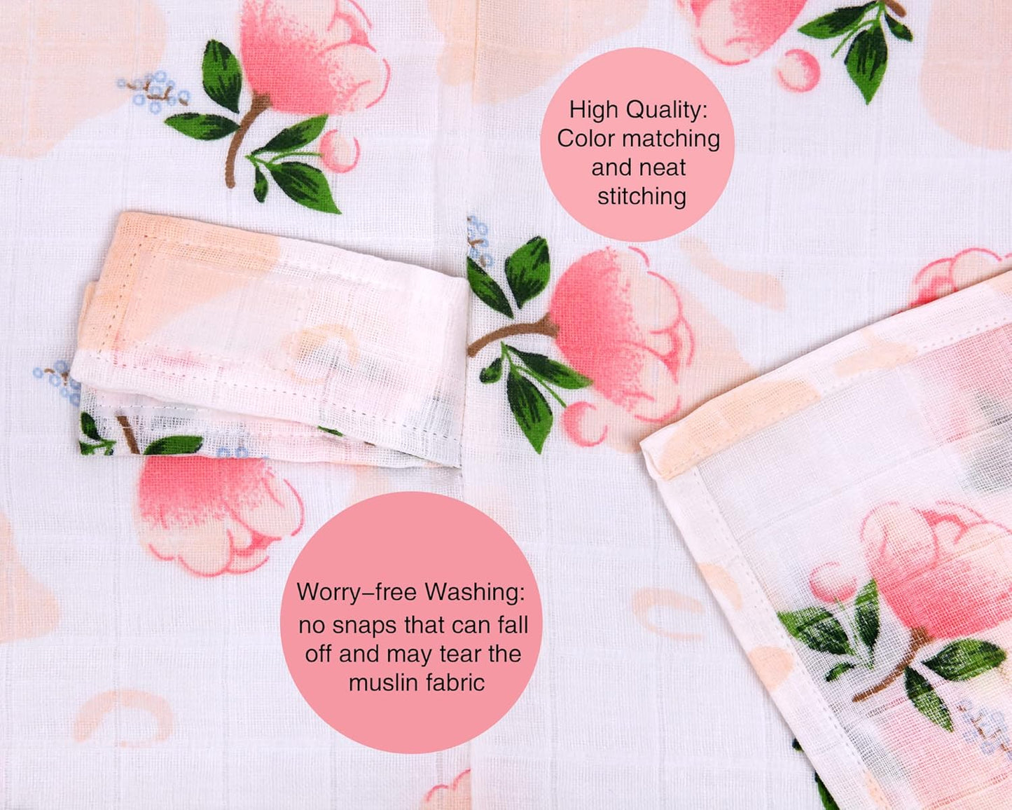 Rquite Car Seat Covers for Babies - 100% Muslin, Lightweight, Soft, Breathable Baby Carrier Cover - Summer Stroller Canopy (Pink Flower)