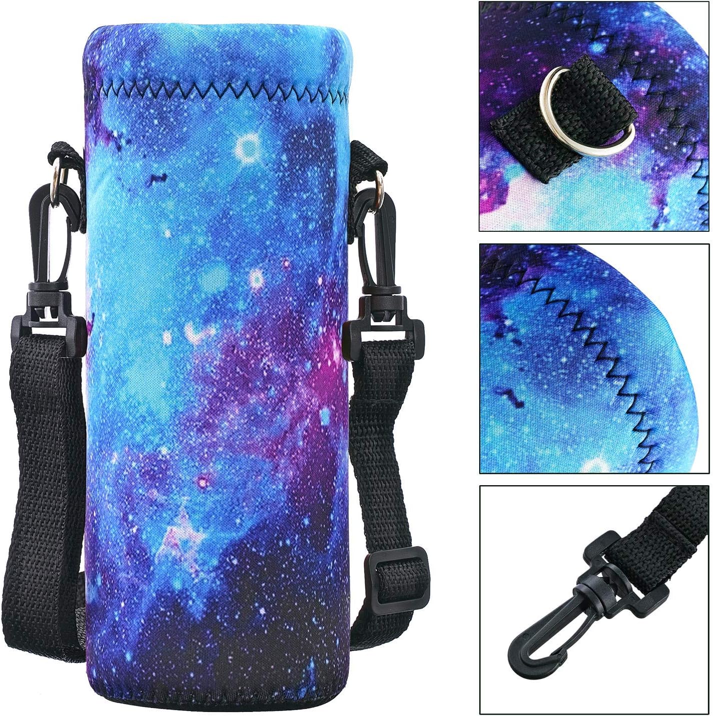 RICHEN Neoprene Water Bottle Carrier Bag with Adjustable Shoulder Strap,Insulated Water Bottle Cover for Stainless Steel/Glass/Plastic Bottles