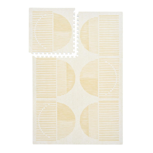 Premium Exercise & Baby Foam Play Mats - Stylish & Large Non-Toxic Odorless Floor Mat - 6 Tiles - Spacious 6ft x 4ft - Peel-Resistant Reinforced, Soft Thick, Waterproof - Ecru Linen