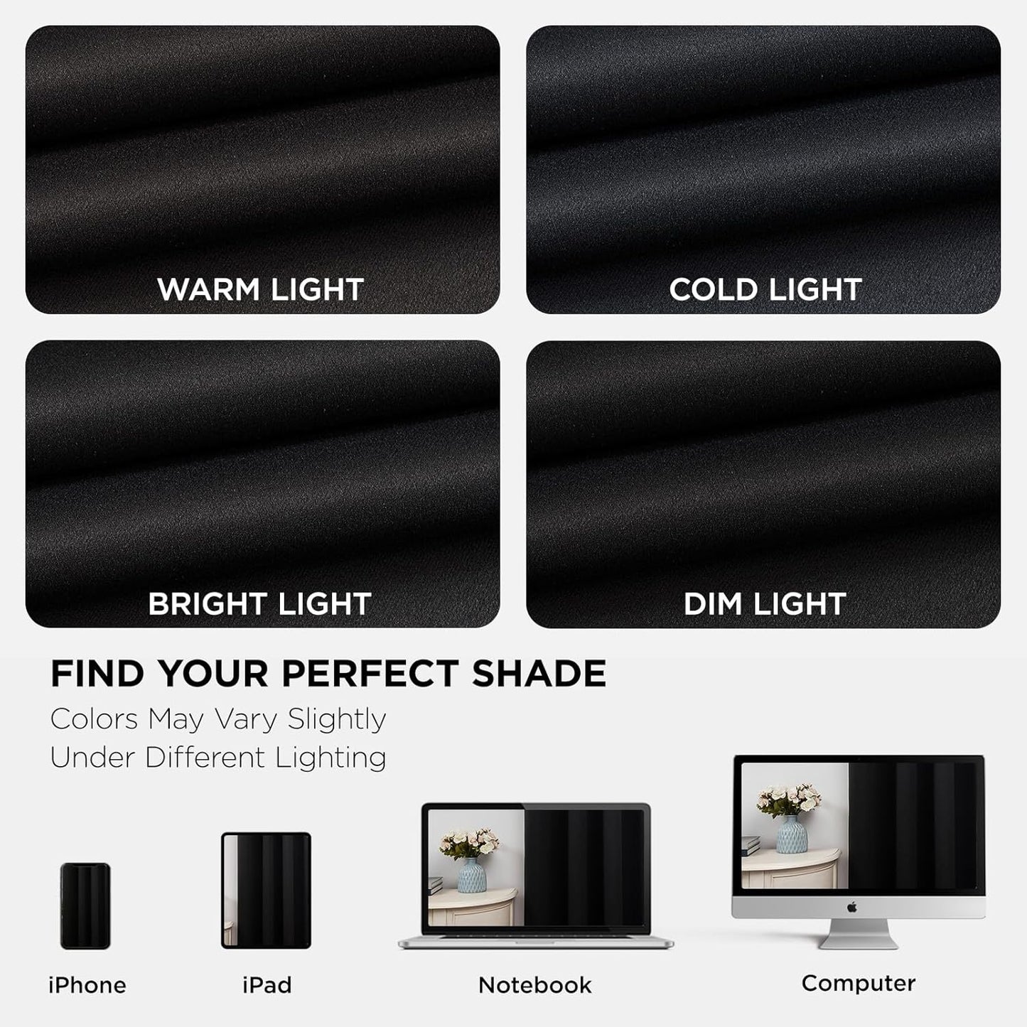 Joydeco Blackout Curtains 108 Inch Length 2 Panels Set, Thermal Insulated Long Curtains& Drapes 2 Burg, Room Darkening Grommet Drapes for Living Room Bedroom Window (W52 x L108 Inch, Black)