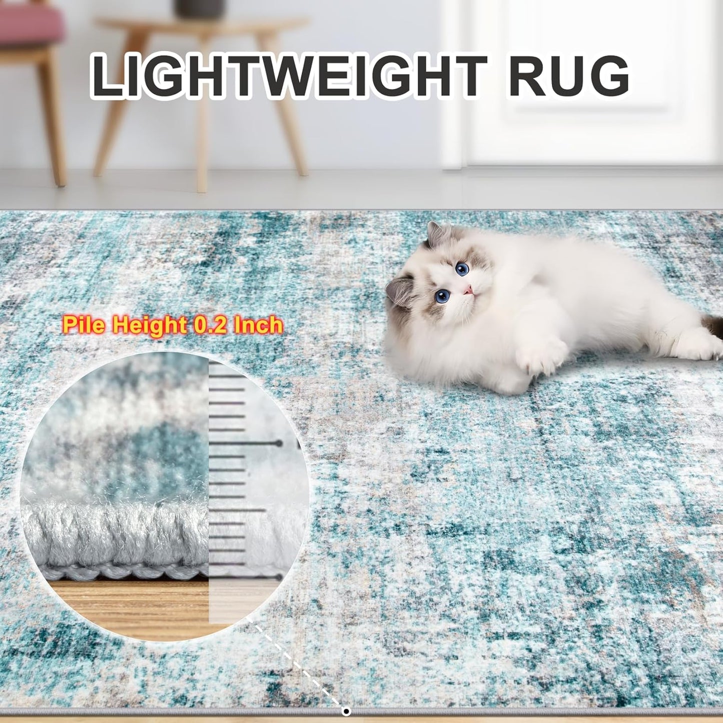 8x10 Area Rugs for Living Room - Washable Rug Modern Abstract Soft Large Neutral Non-Slip Carpet Indoor Floor Thin Carpets for Bedroom Dining Room Farmhouse Nursery Home Office Green