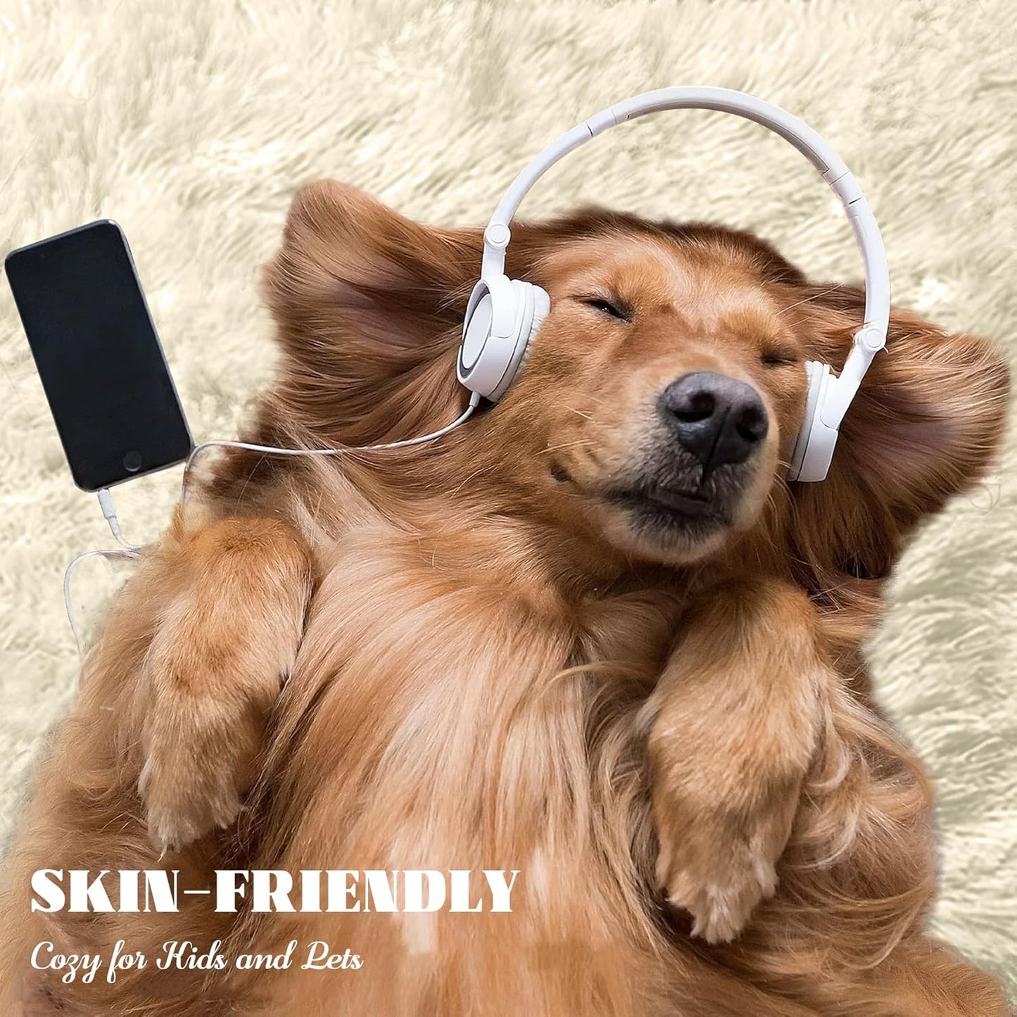 5x8 Area Rug for Living Room: Fluffy Shag Soft Washable Rugs Fuzzy Plush Indoor Carpet for Bedroom Nursery Playroom Dorm Kids Girls Boys Room (Cream White, 5'x8')