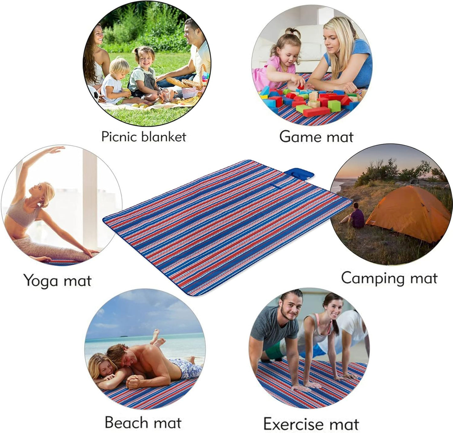 Beach Blanket Picnic Mat Outdoor Picnic Blanket Extra Large Sand Proof Waterproof Portable Beach Chair Mat for Adult Camping Hiking Travel Park Law Grass