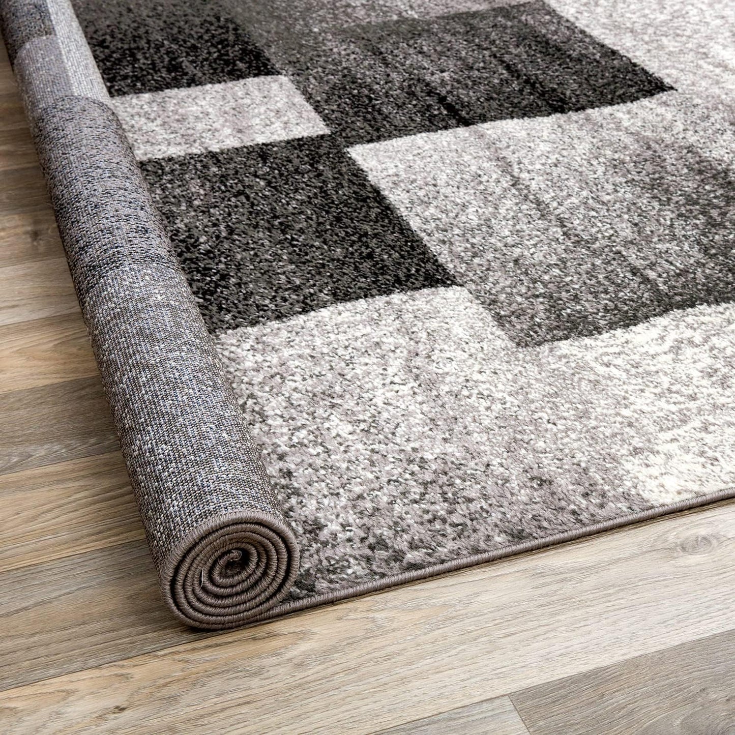 Rugshop Modern Distressed Boxes Runner Rug 2' x 7' Gray