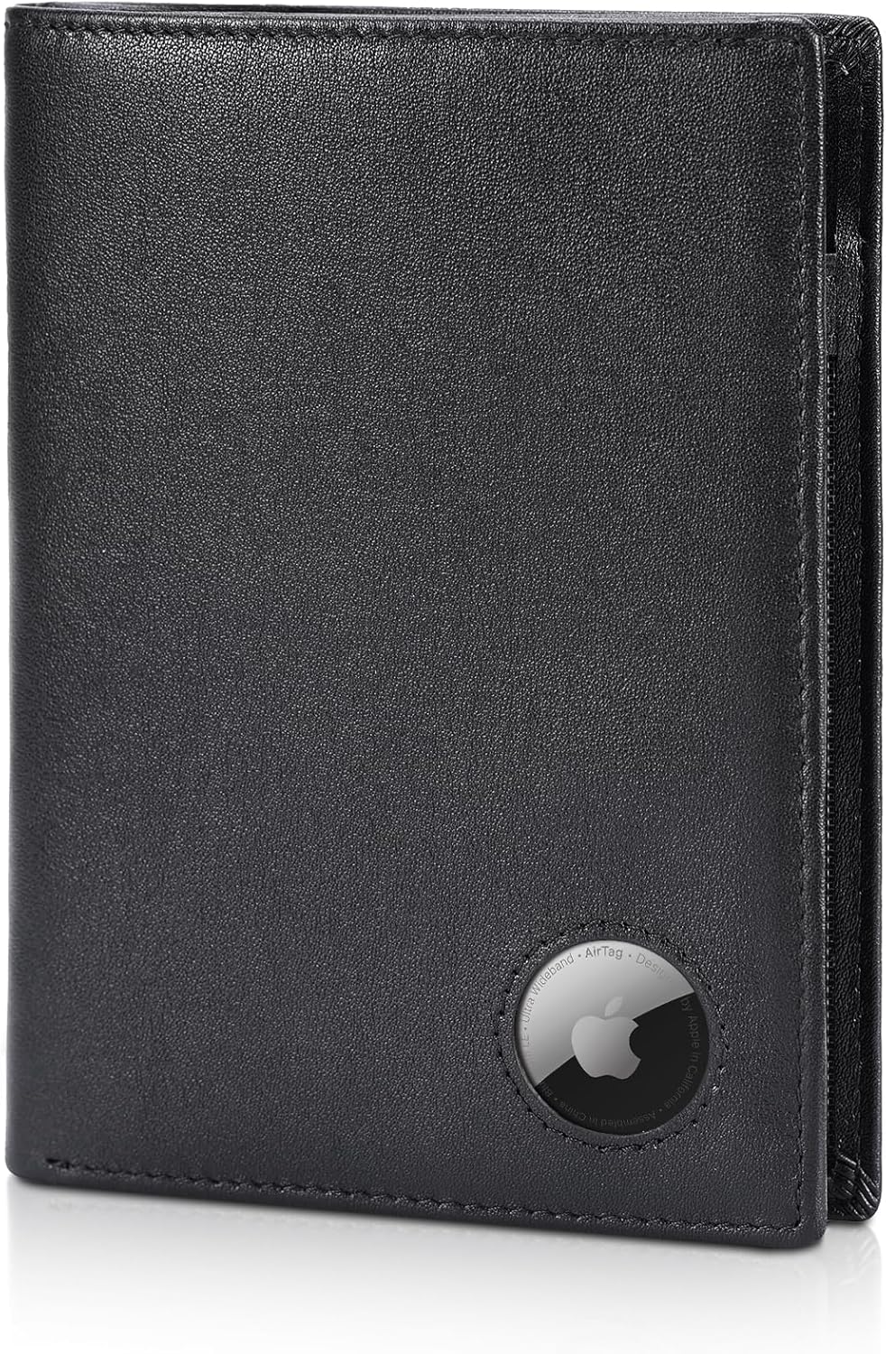 Polare Luxury RFID Blocking Leather Passport Holder Travel Wallet For Men and Women (Black with AirTag Slot)