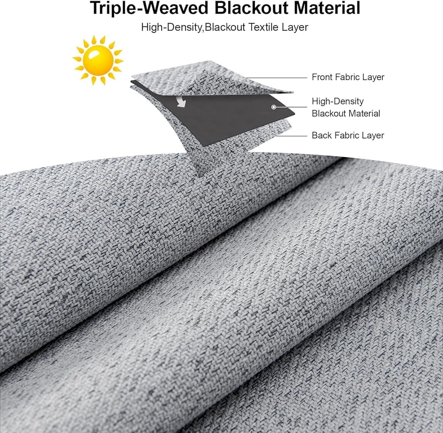 Joydeco Faux Linen Blackout Curtains for Bedroom,Light Grey Blackout Curtains 108 inches long,100% Blackout Solid Thermal Insulated Window Drapes Luxury Decor for Living Room（W52xL108 Inch,Light Grey）