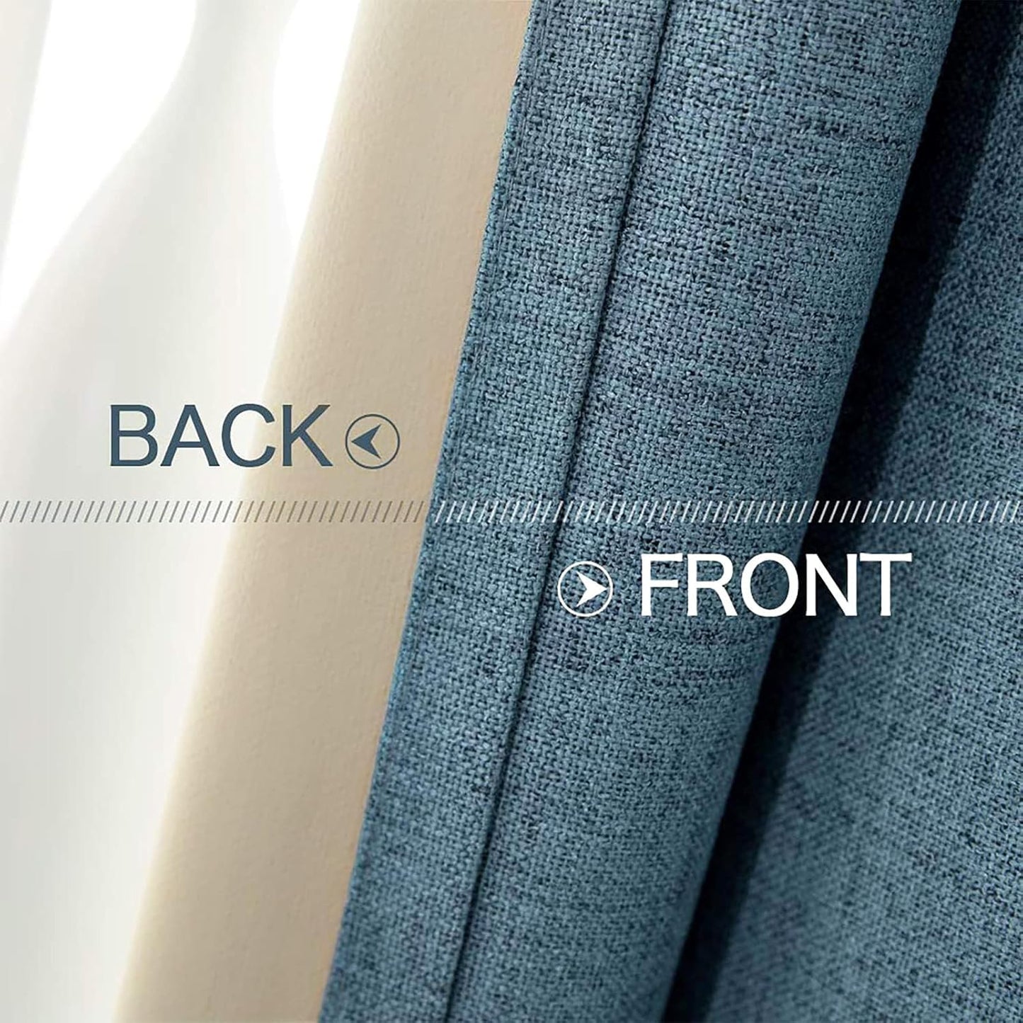 MIULEE Linen Texture Curtains for Bedroom Solid 100% Blackout Thermal Insulated Dusty Blue Curtains Grommet Room Darkening Drapes Luxury Decor for Living Room Nursery 52x63 Inch (2 Panels)