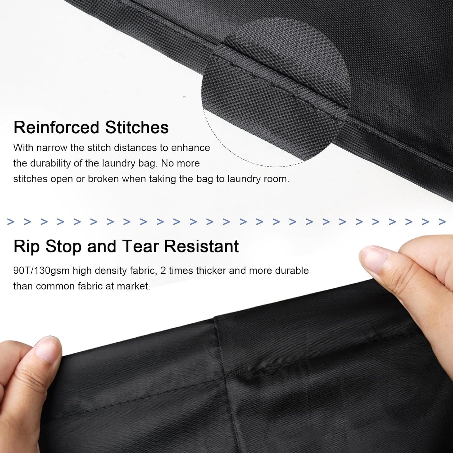 Polecasa Small Heavy Duty Laundry Bag with 130gsm Tear Resistant Fabric and Handles, Easy to Carry Durable Dirty Clothes Drawstring Bag, Perfect for College Dorm, Travel 21”x24”,Black