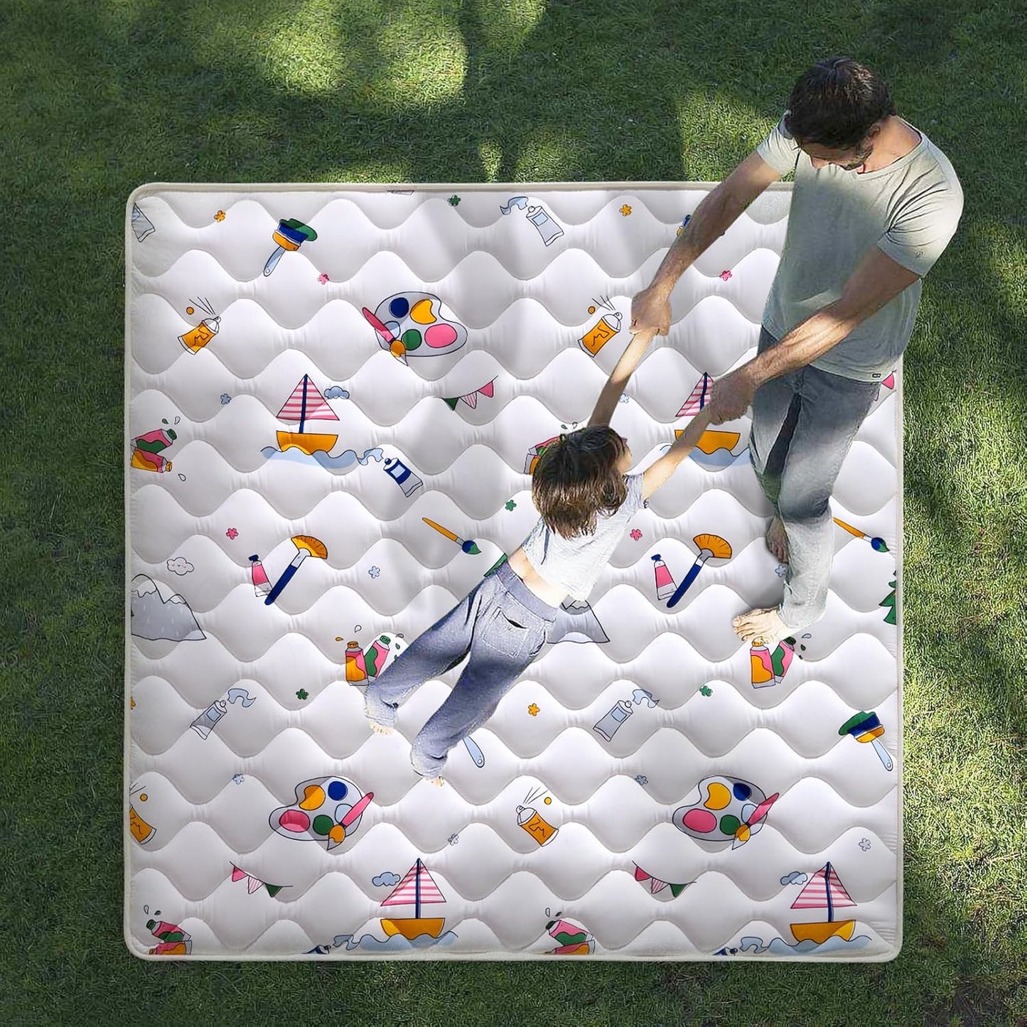 Vibe bear High-Density Foam Baby Play Mat,47x47 Inches Thicken One-Piece Infants Crawling Mat,Comfortable and Soft Baby Playmat,Non Slip Washable Floor Mat for Babies,Infants,Toddlers