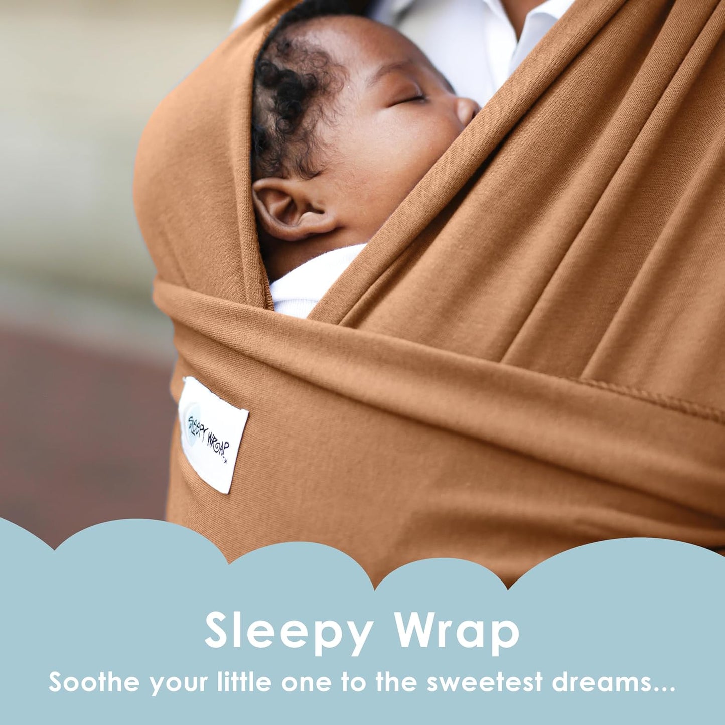 Sleepy Wrap Stretchy Ergonomic Baby Carrier Sling for Newborns to Toddlers - Hands-Free Lightweight Baby Wrap 7-35 lbs (Cinnamon)
