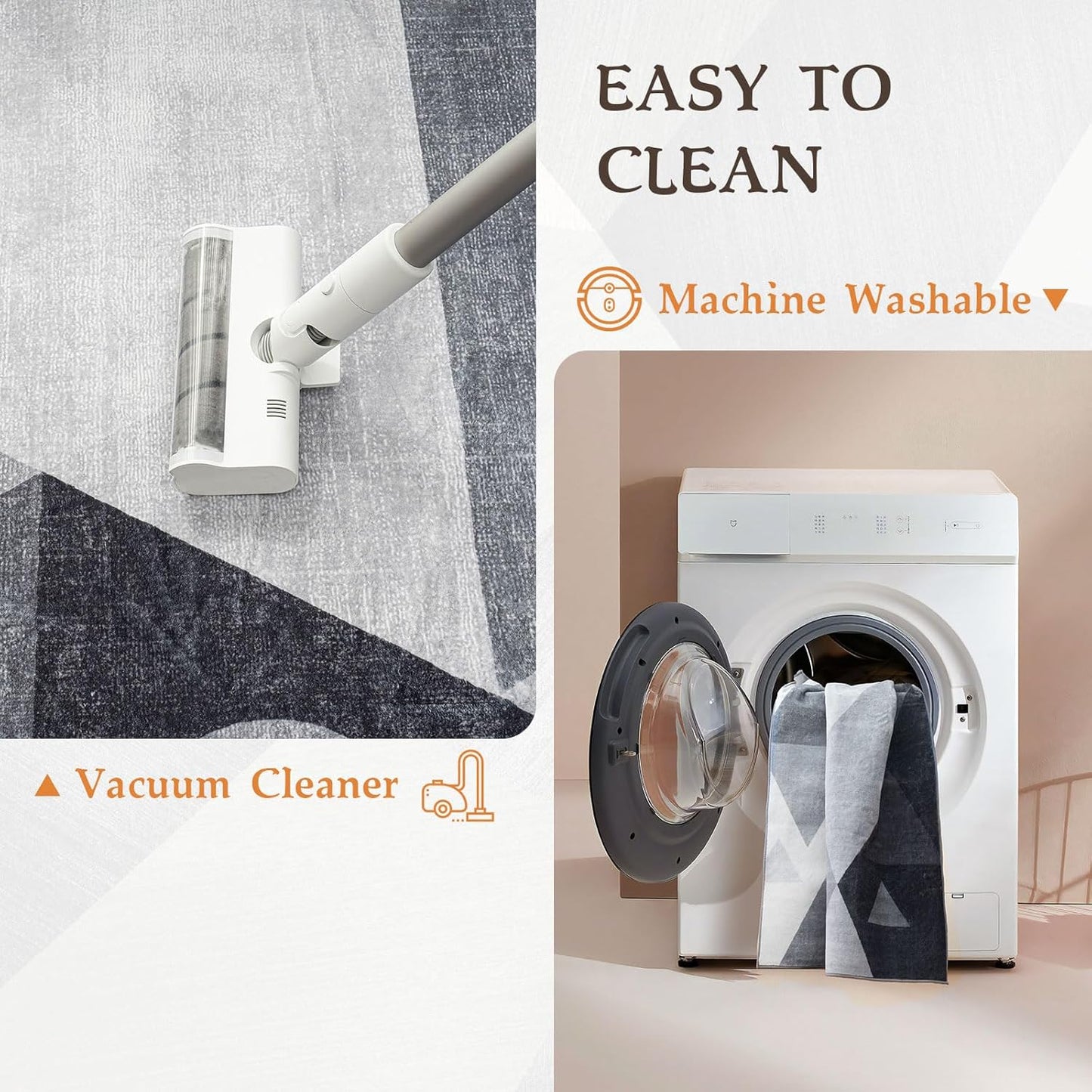 HOMFINE Washable Modern Area Rug - Geometric Style 9x12 Rugs for Living Room, Bedroom, Machine Washable Rug Soft Non Slip Non Shedding Area Rug - Grey, 9'x12'