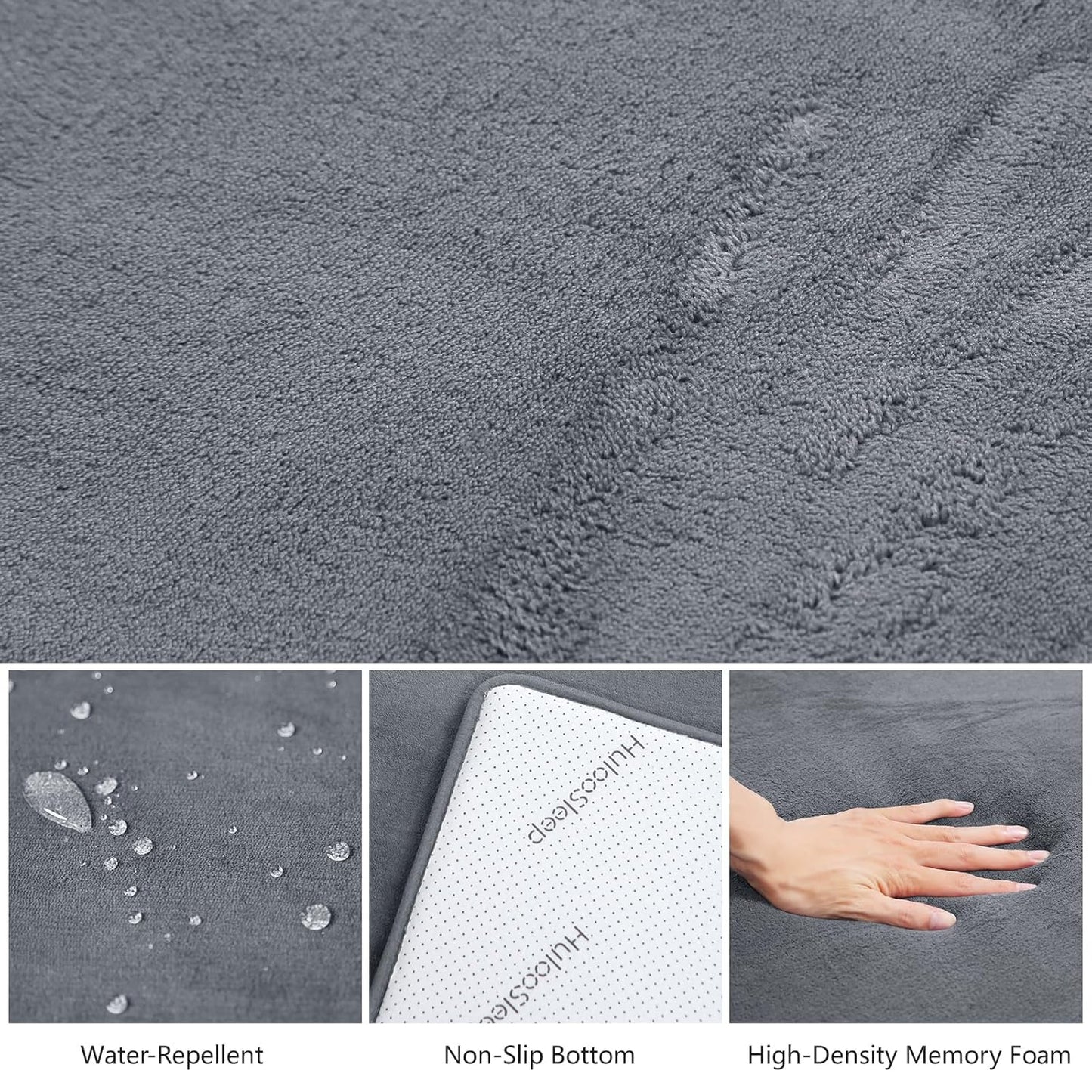 Baby Play Mat for Floor,1.3" Thick Elasti-Foam 50"×74" Playpen Mat for Tummy Time,Water Repellent Soft Coral Velvet for Toddler,Infant,Kids,Non-Slip Backing Safe for Crawling(Dark Grey)