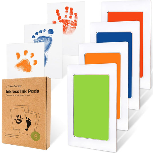 4-Pack Inkless Baby Hand and Footprint Kit - Mess Free Ink Pad for Newborn Keepsake, Dog Nose & Paw Print Kit, Clean Touch Ink Pad for Baby Hand & Footprints, Ideal New Mom Gifts (Fiesta)