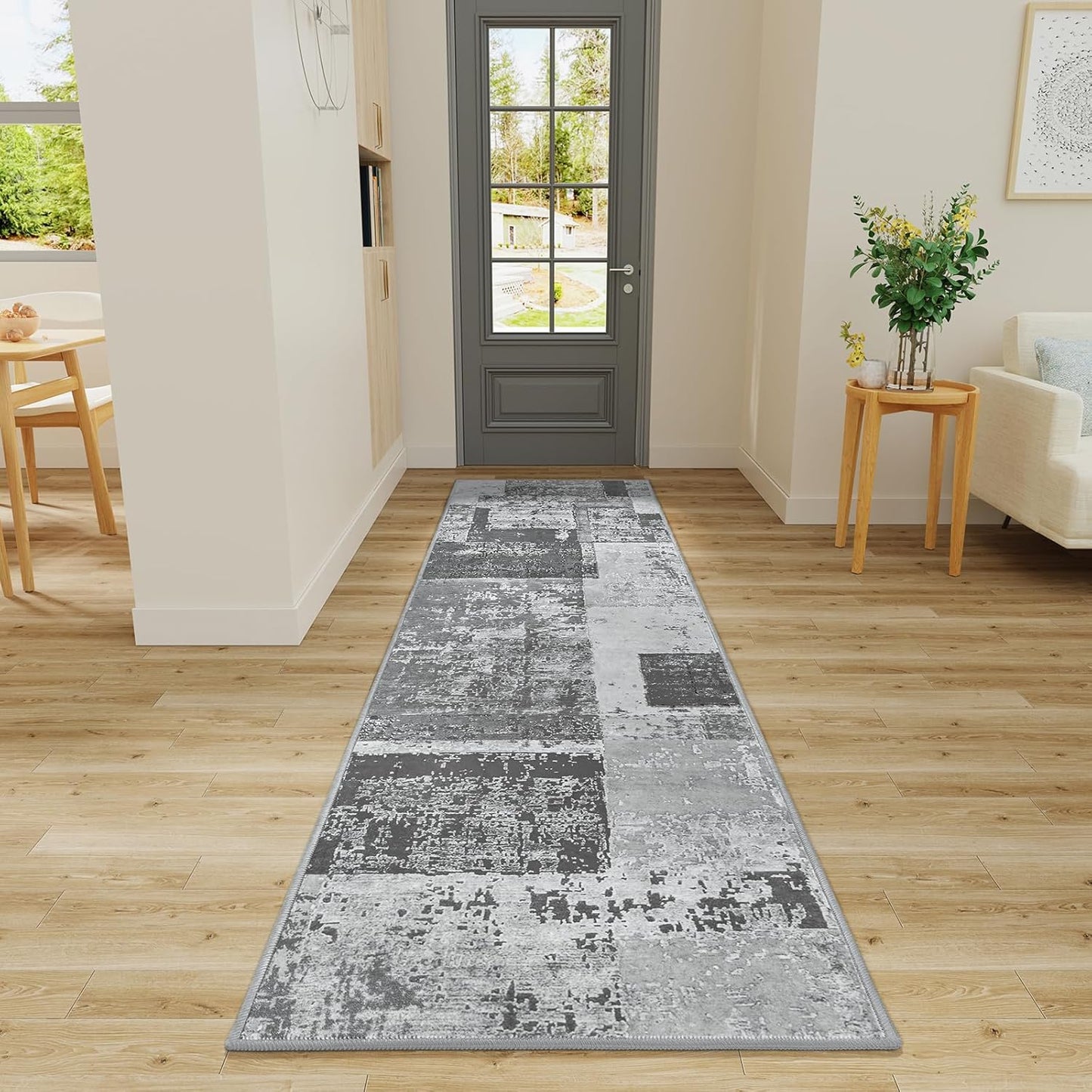 LOCHAS Washable Runner Rugs for Hallway, 2x8 Non Sip Soft Rug for Bedroom Entryway Kitchen Laundry Room, Long Abstract Carpet for Indoor Floor Bedside, Geometric Vintage Home Decor, Pet & kid Friendly