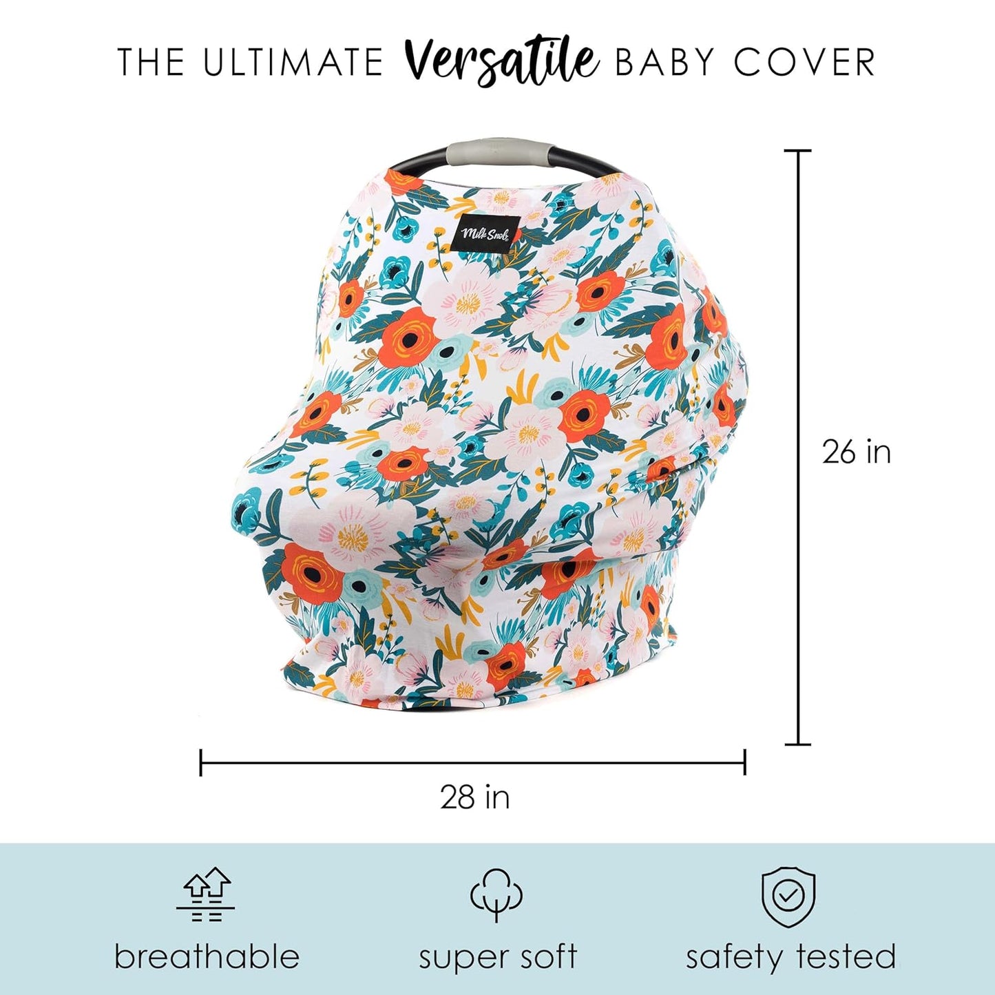 Milk Snob Original 5-in-1 Cover - Nursing Cover for Breastfeeding - Baby Car Seat Cover, Carseat Canopy & Stroller - Essential All-in-One Cover - Gift for Mom, Baby (Magnolia)