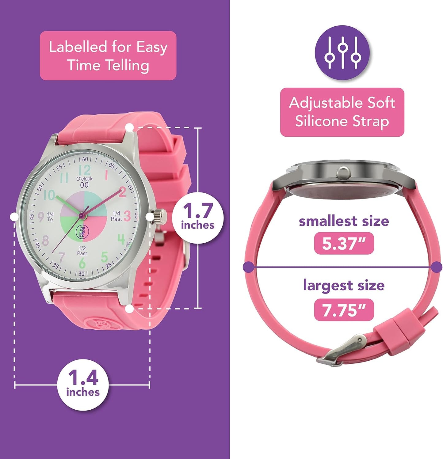 OWLCONIC Analog Kids Watch - Girls & Boys Watches Ages 7-12 - Kids Analog Watch - Telling Time Teaching Tool - Gift Watches for Girls and Boys
