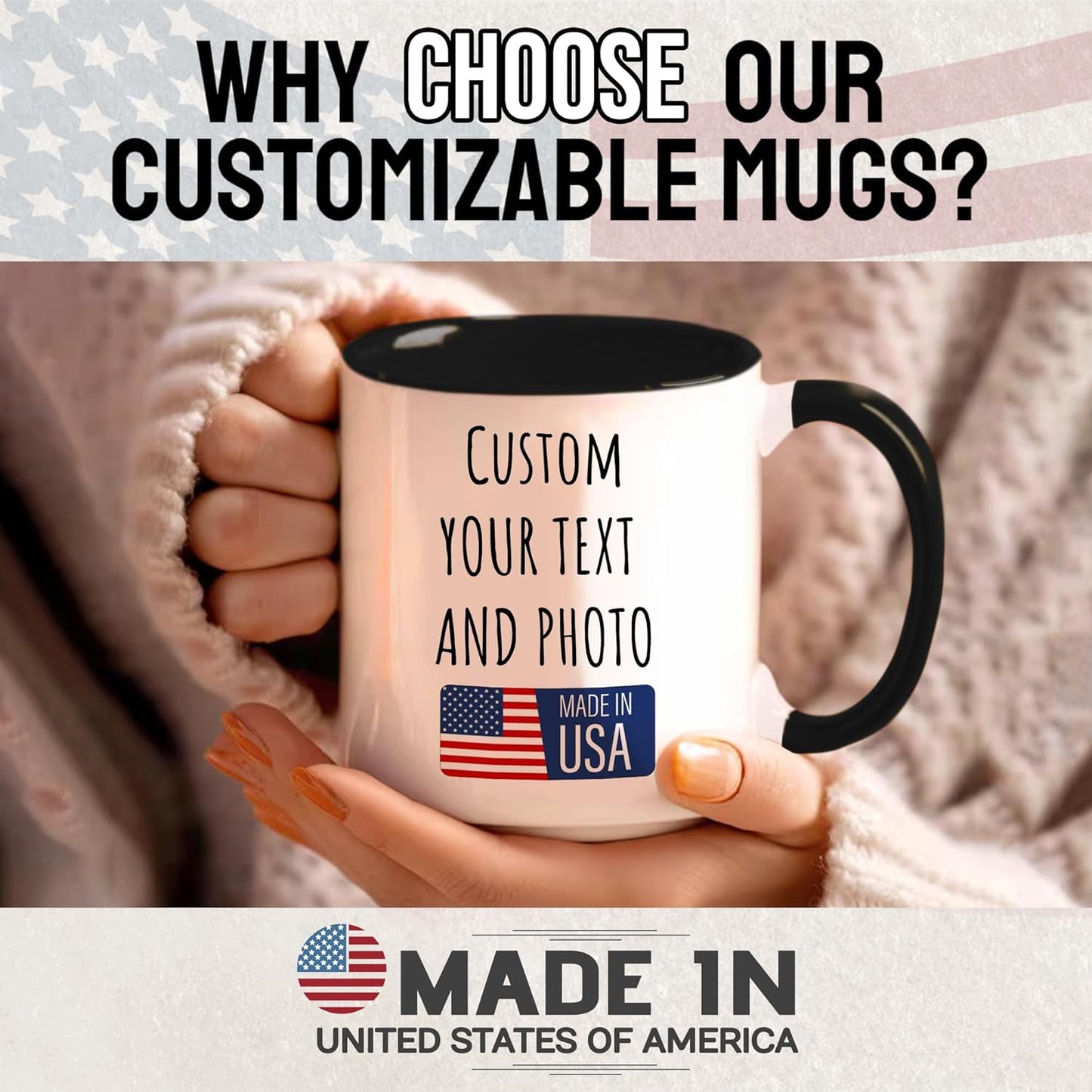 Custom Mug Upload Your Picture Personalized Coffee Mug with Photo Text Name Customized Cup Unique Ideas Gifts for Men Women Mom Dad Halloween Christmas Thanksgiving Friend Family