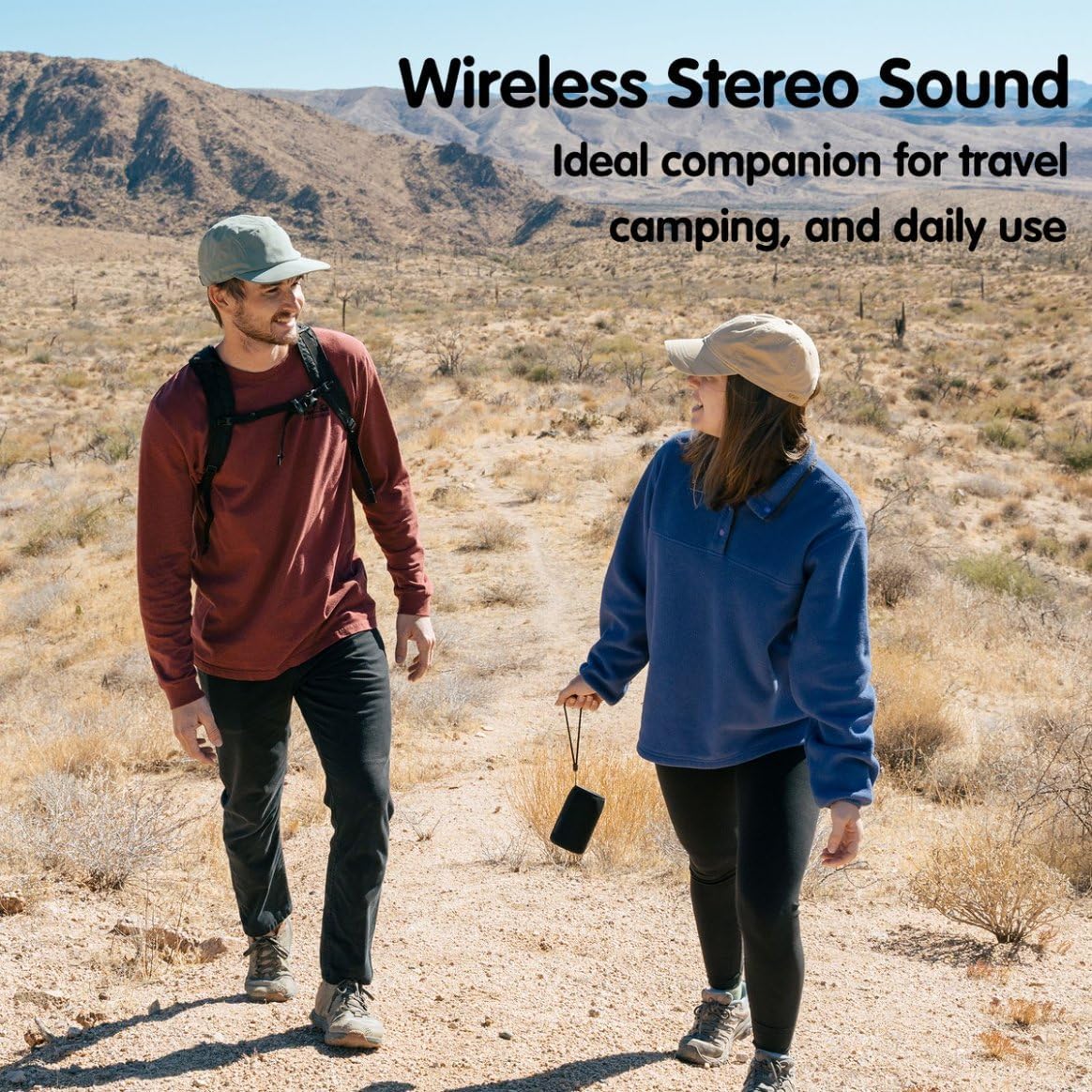 Bluetooth Speaker,MusiBaby M68 Small Portable Speaker:Speaker with BT5.3,Waterproof,Wireless,Bass,HD Sound,24H Playtime for Outdoor，Beach,Party,Stocking Stuffers,White Elephant Gifts(Blk)