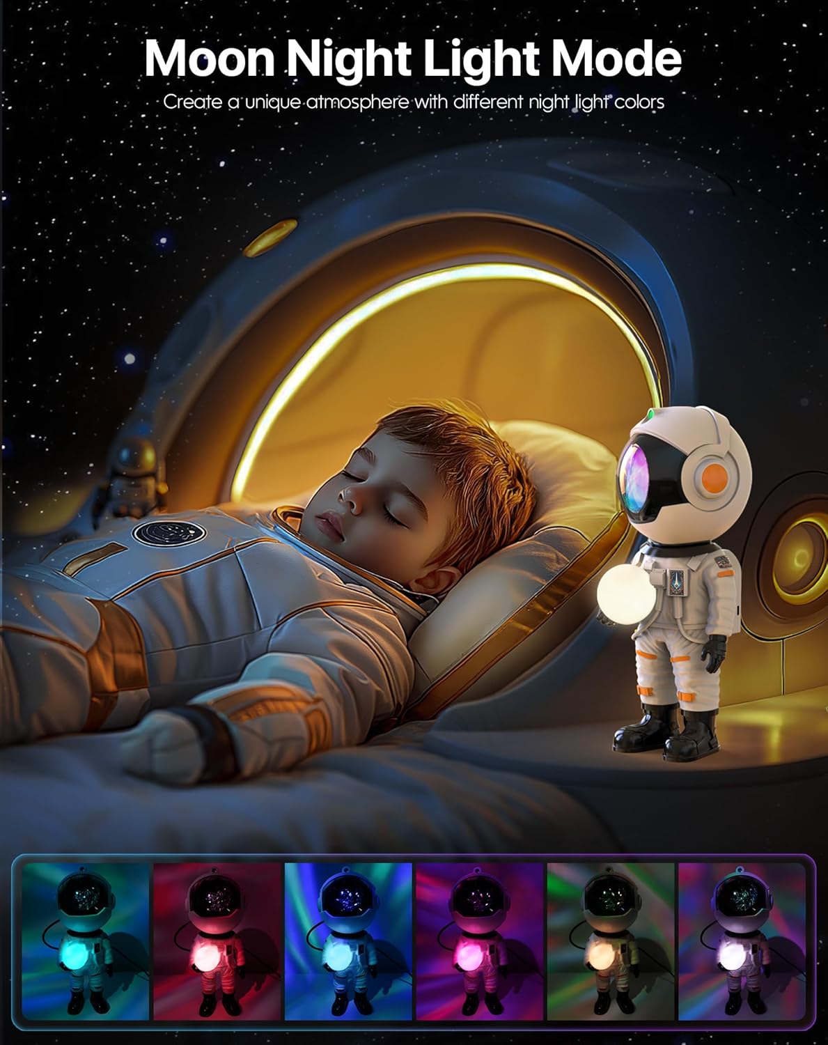 Rossetta Astronaut Galaxy Projector, Star Projector for Bedroom Bluetooth Speaker White Noise Night Light, Galaxy Light Projector with Remote Control and Timer for Kids, Adult, Party, Gifts