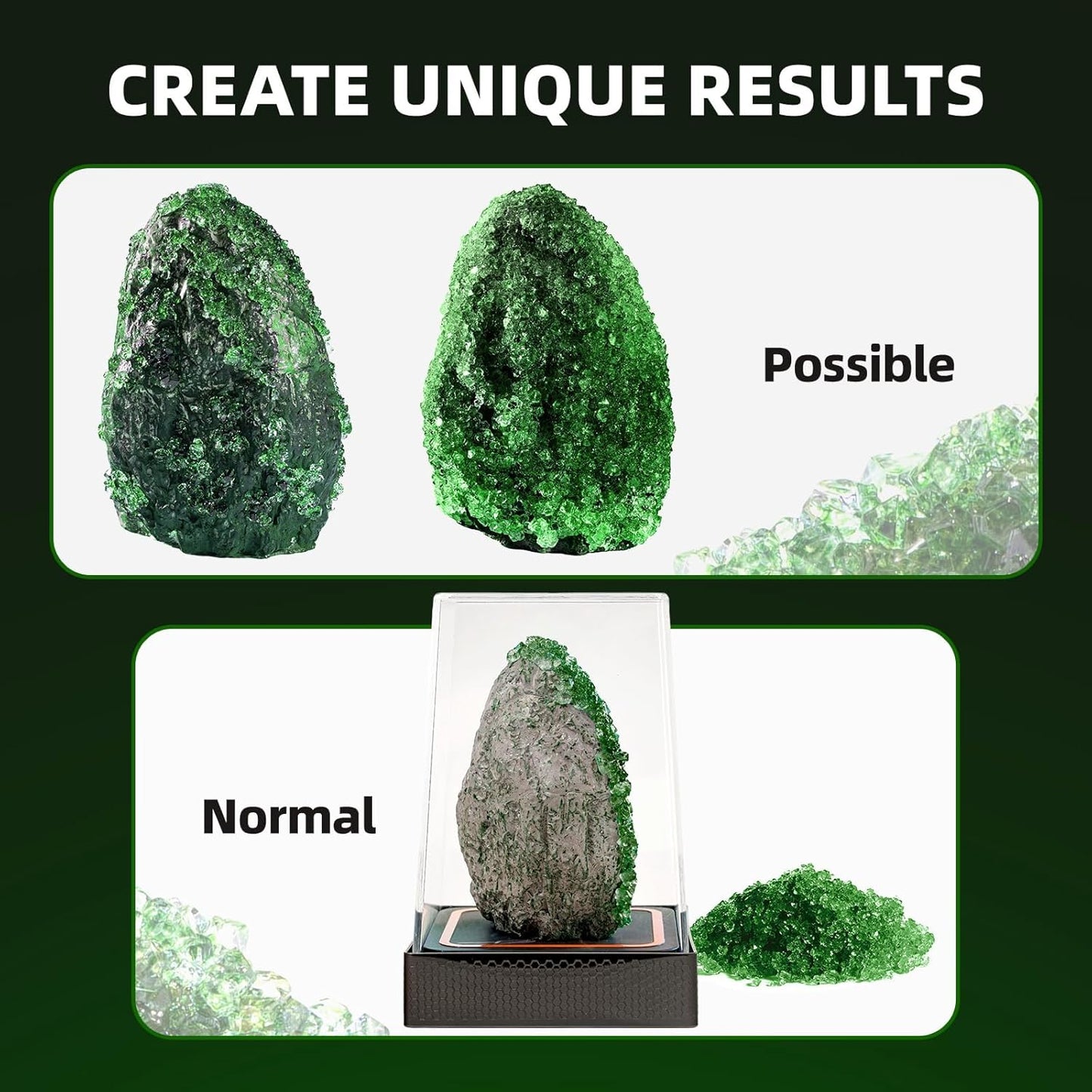 GobiDex Geodes Crystal Growing Kit for Kids, 24-Hour Fast Crystal Growth, Science Experiments Kit with Display Cases - DIY STEM Toys, Educational Gifts for Boys&Girls Ages 8-12,Geology Rock Collection