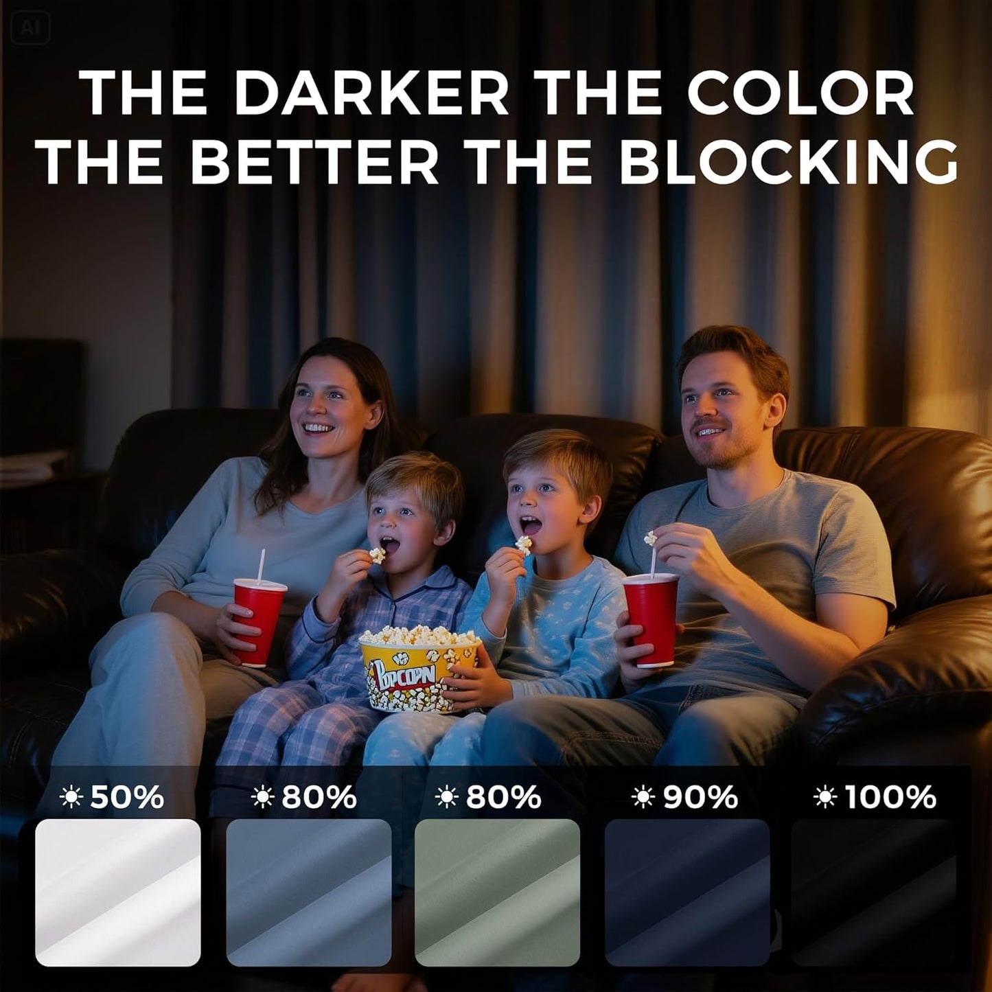 NICETOWN Blue Blackout Thermal Grommet Curtains, Sound Reducing Light Blocking Shades for Living Room, Bedroom, Closet, Kids Room, Boys Room - Durable, 2 Panels, W52 x L84, Stone Blue