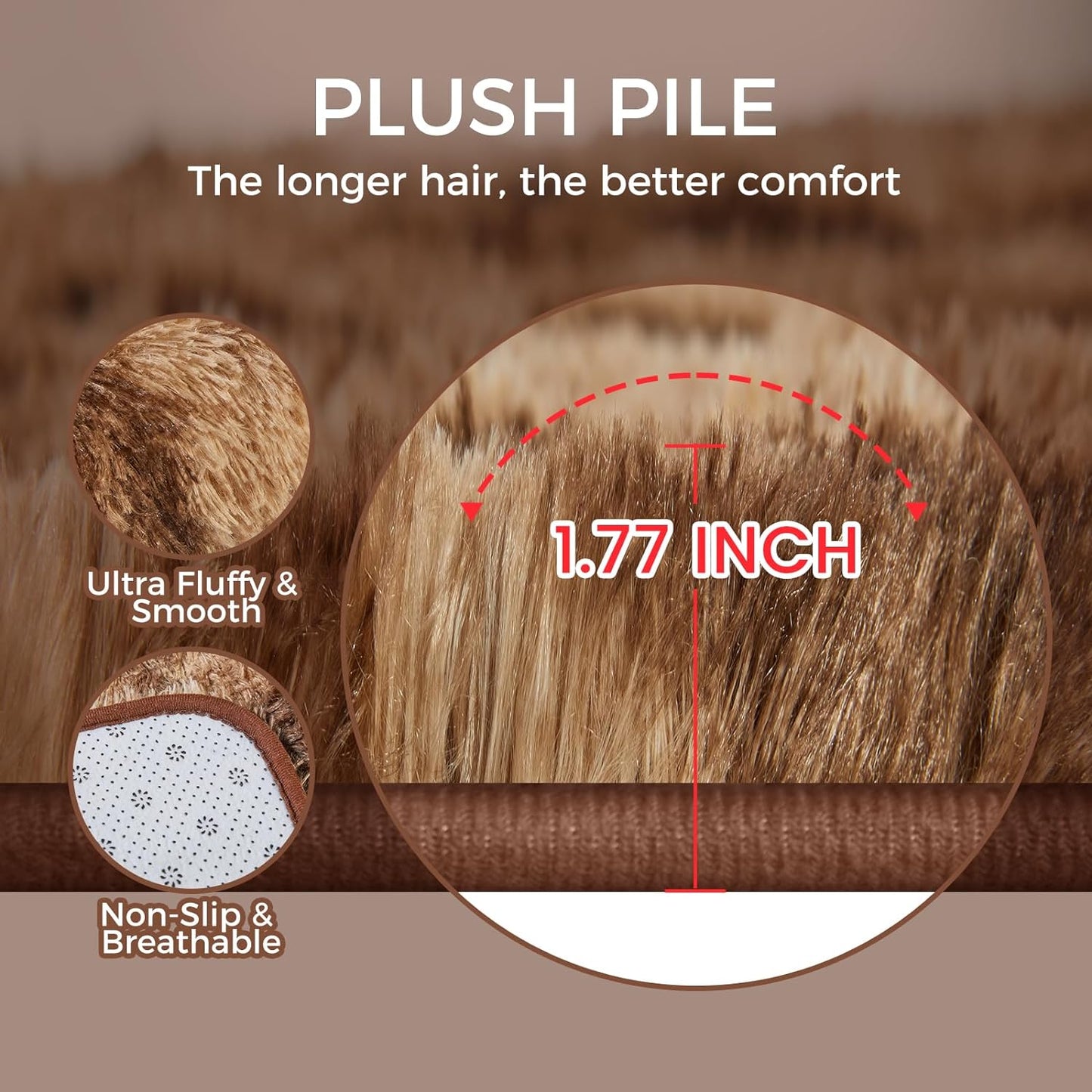 Ultra Soft Rug for Living Room, 4X6 Fluffy Shag Area Rug for Bedroom, Modern Shaggy Carpets Fuzzy Rug for Teens Dorm Nursery Home Decor Aesthetic, Upgrade Anti-Skid Durable, Tie-Dyed Coffee