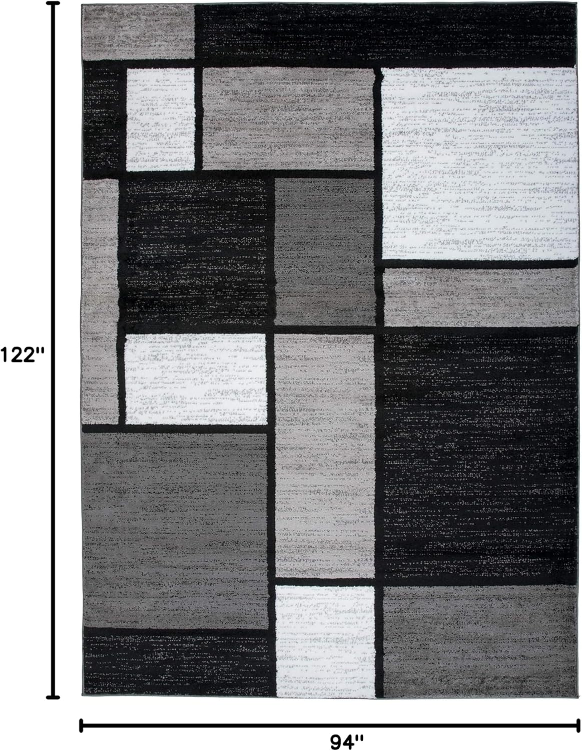 Rugshop Contemporary Modern Boxes for Home Office,Living Room,Bedroom,Kitchen Non-Shedding Area Rug 7' 10" X 10' 2" Gray
