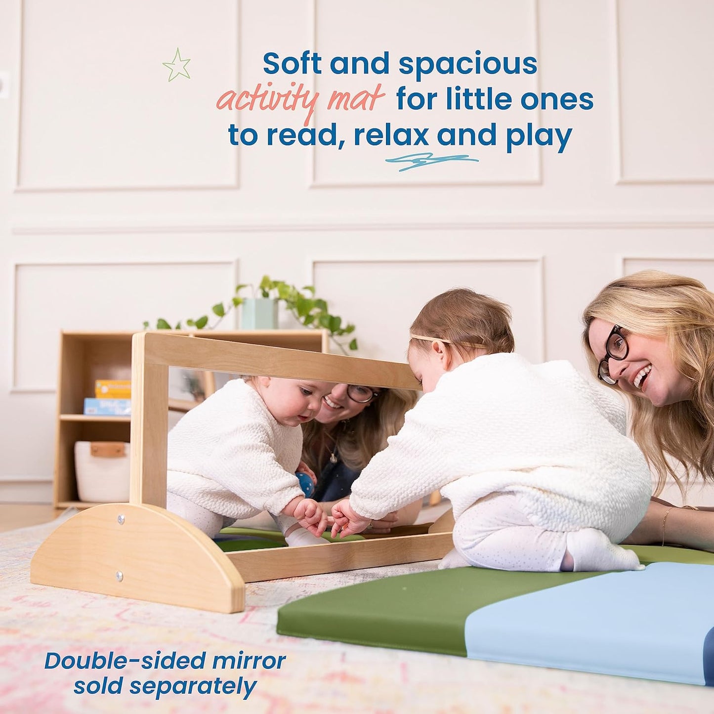 ECR4Kids SoftZone Turning Tiles Activity Mat, Folding Playmat, Earthtone