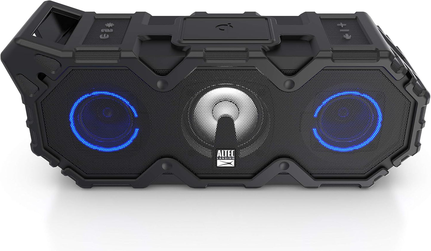 Altec Lansing Super LifeJacket Jolt - Waterproof Bluetooth Speaker, Durable & Portable with Qi Wireless Charging and Customizable Lights, Wireless Speaker for Travel & Outdoor Use