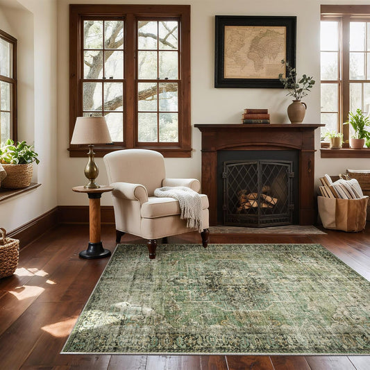 Machine Washable Throw Rugs for Entryway: Door Mat Indoor Entrance 4x6 Small Rug Stain Resistant Non-Slip Low Pile Soft Carpet for Kitchen Front Door Indoor Entrance Entry Bedroom