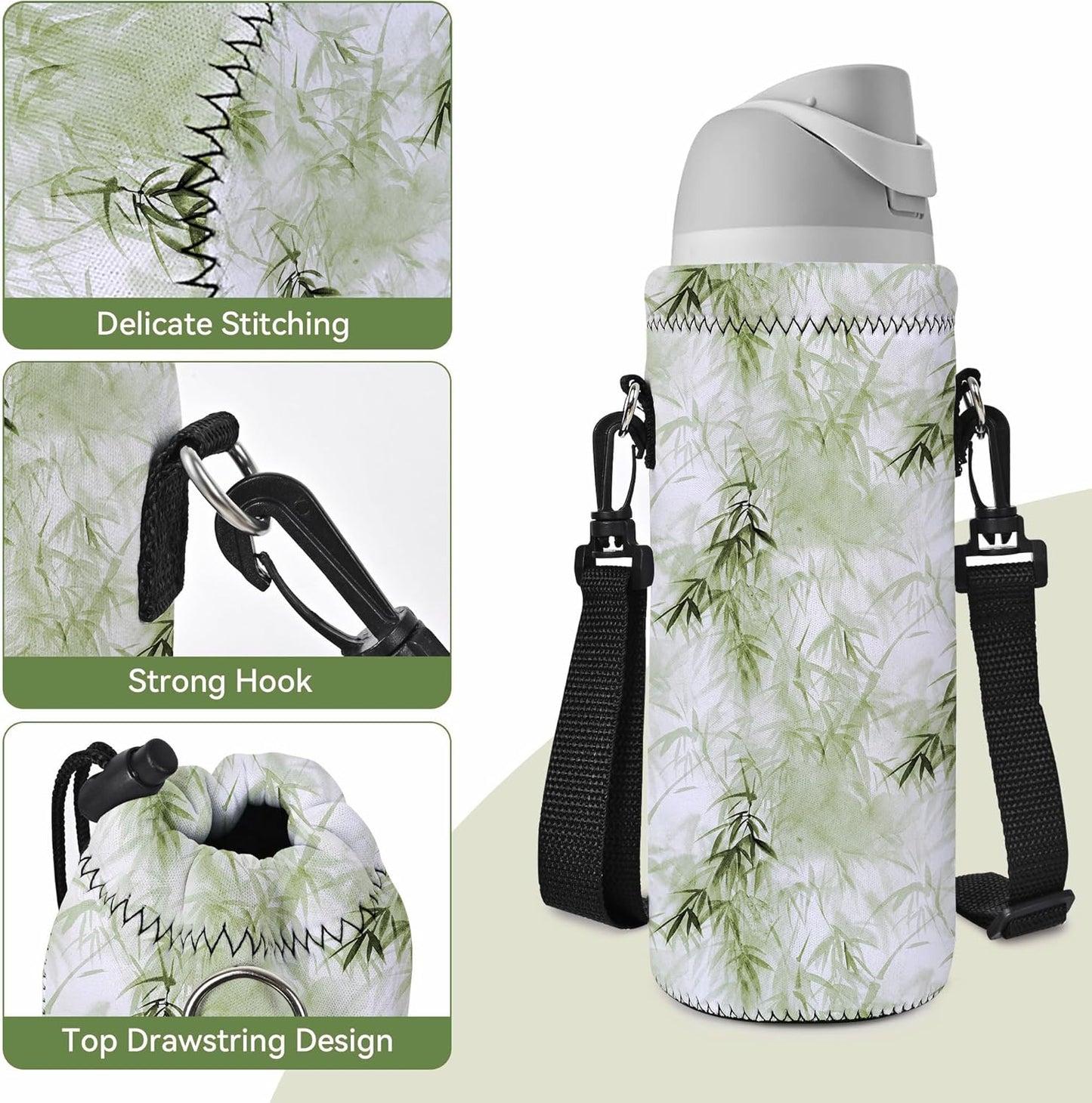 Neoprene Water Bottle Carrier Bag with Adjustable Shoulder Strap for Men Women Walking Hiking,Portable Insulated Holder Case for Stainless Steel/Glass/Plastic Bottles
