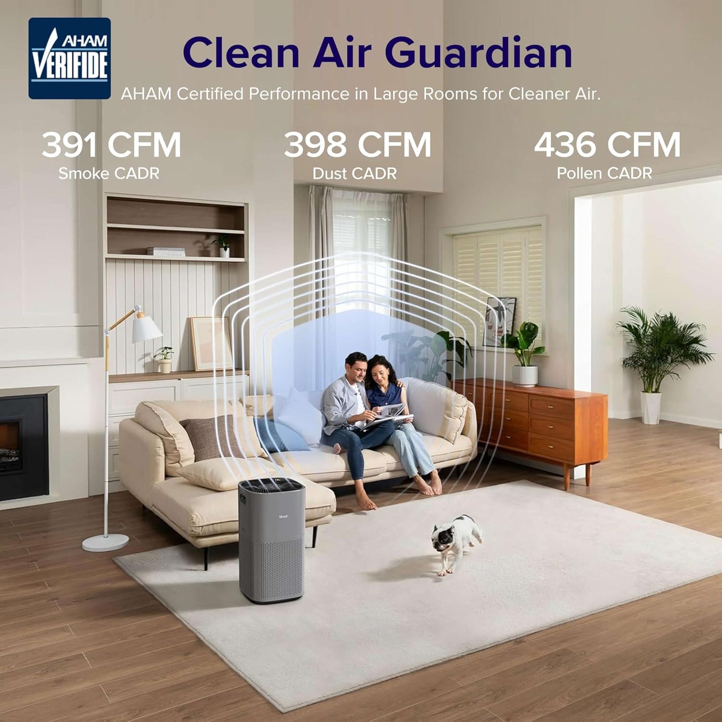 LEVOIT Air Purifiers for Home, Large Rooms Up to 2933 Ft² With HEPA Sleep Mode, AHAM VERIFIDE, Smart WIFI, PM2.5 Monitor, 3-in-1 Filter For Smoke, Pet Allergies, Dust, Alexa Control, Core 600S-P, Gray