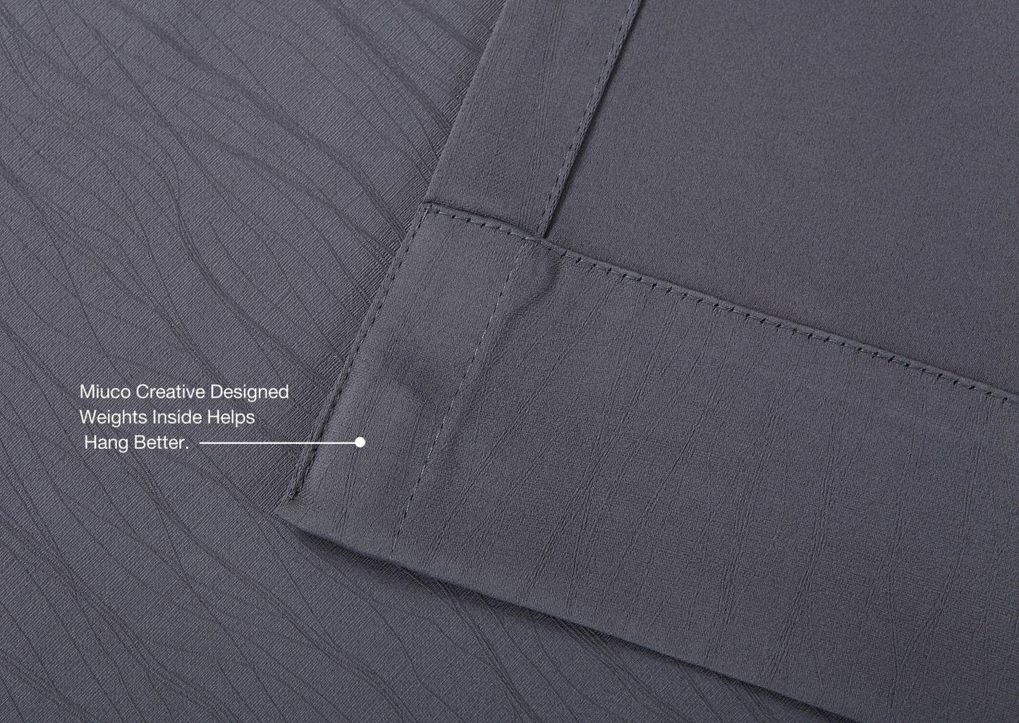 MIUCO Blackout Curtains Room Darkening Thermal Insulated Textured Grommet Curtains for Bedroom 2 Panels 52x95 Inch Dark Grey