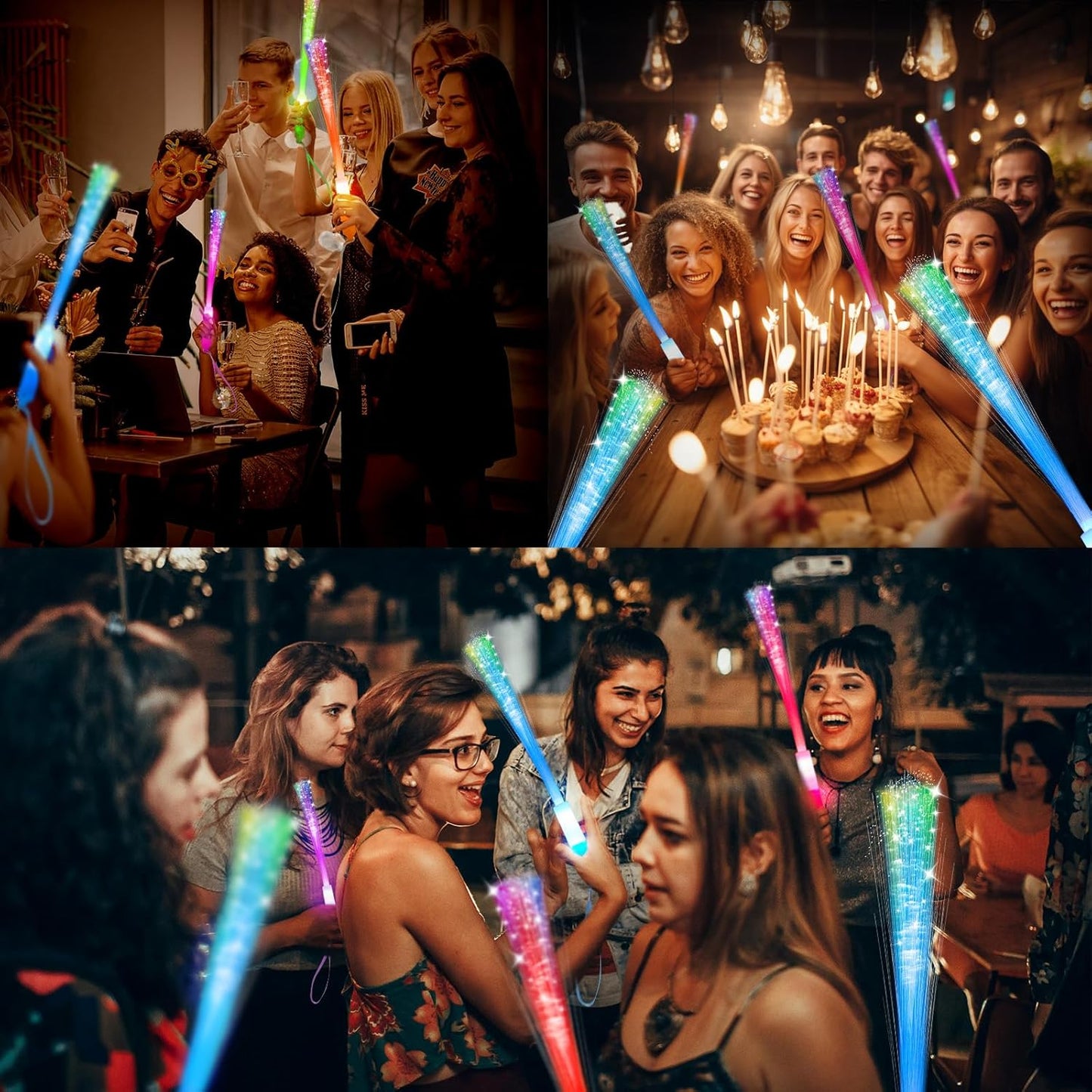 28 PCS Glow Fiber Wands Sticks, Halloween Glow Sticks, LED Light Wands, Glow in The Dark Party Supplies, Fiber Optic Wands, LED Flashing Sticks, Fiber Optic Light Wand Stick for Party