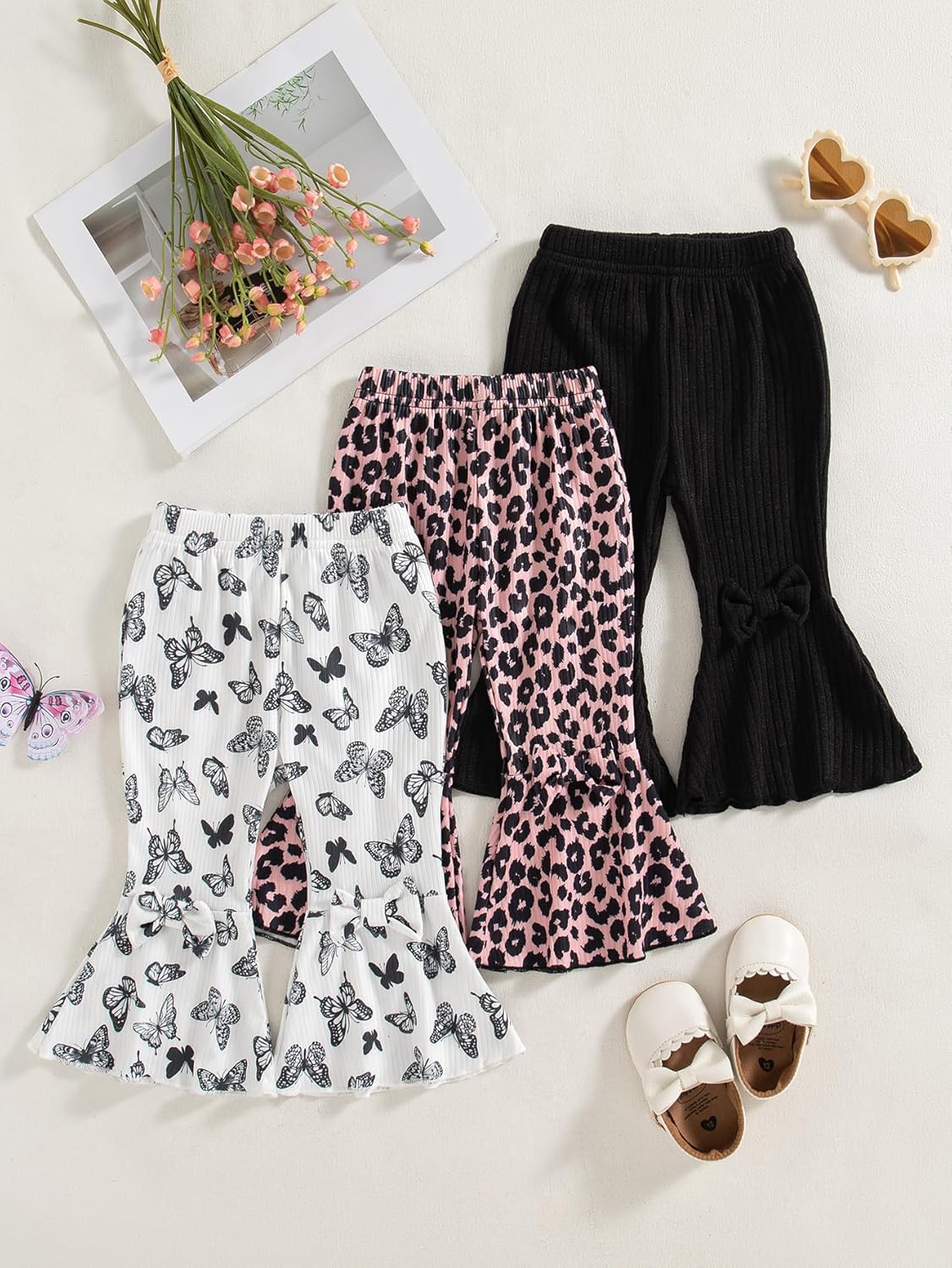 Mioglrie Baby Girls Pants Toddler 3 6 9 12 18 24 Months Leggings Newborn Girls Flared Leggings Infant Bell Bottom Pants